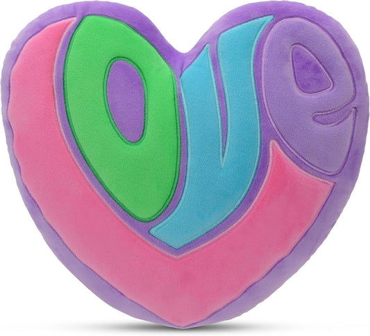 iscream Plush Pastels Love Embroidered Heart Shaped 13" x 13" Fleece Accent Pillow