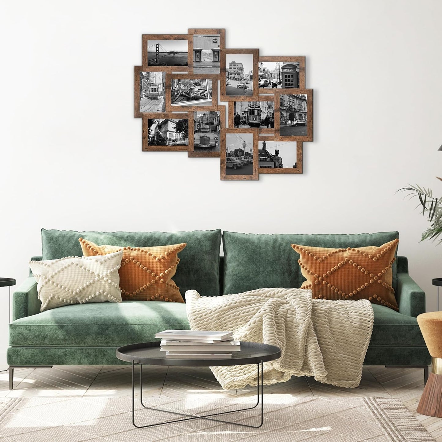 Jerry & Maggie 12 Opening Collage Picture Frame, Multi Picture Frame for Wall, 4x6 Inches, Plastic Wall Picture Frames for Living Room, No Assembly, Golden/ 2 Pack