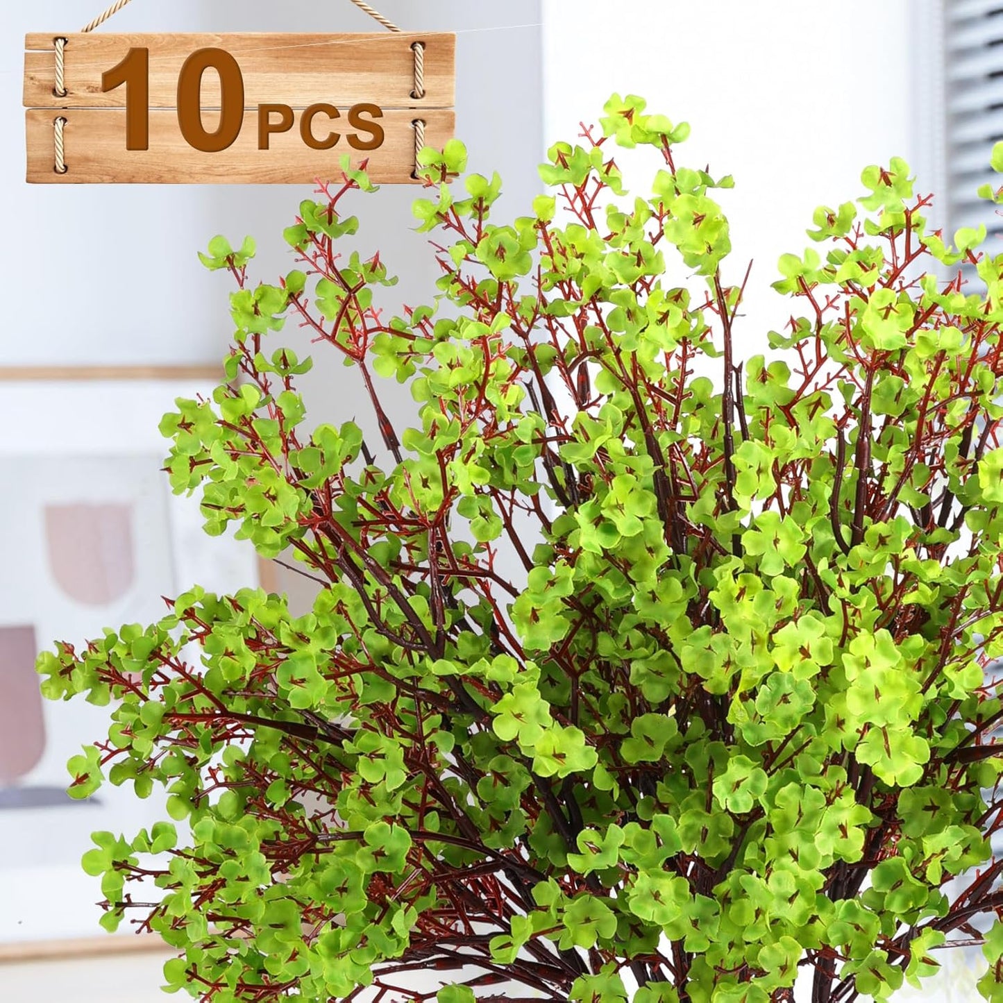 Hananona 10 Pcs Babys Breath Green Flowers Artificial Gypsophila Flowers St. Patrick's Day Fake Silk Flowers for Home Decor Spring Floral Arrangement Table Centerpieces