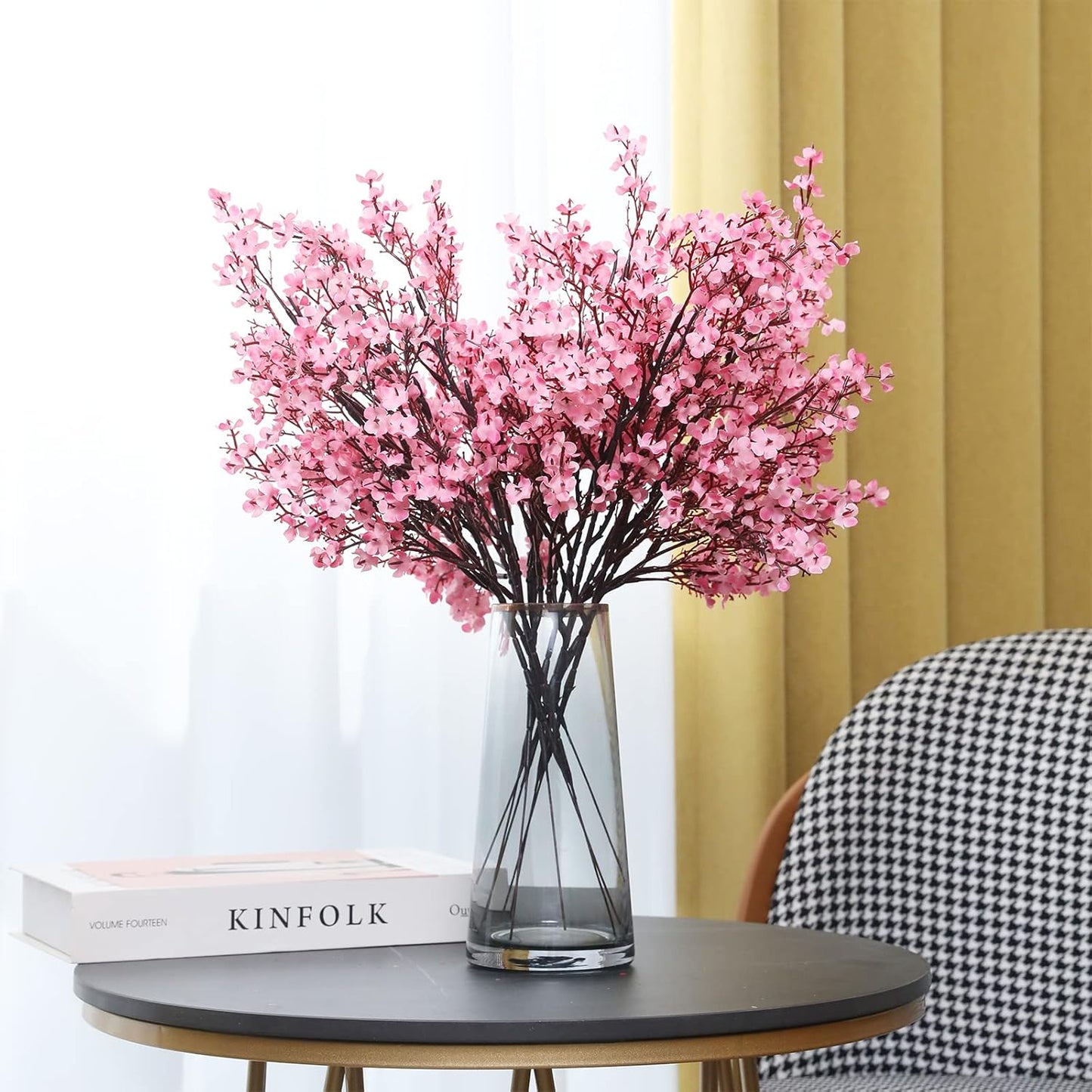 Hananona 10 Pcs Artificial Babys Breath Flowers Spring Flowers Fake Pink Silk Flowers for Home Decor Wedding Floral Arrangement Valentine's Day Table Centerpieces (10, Pink)