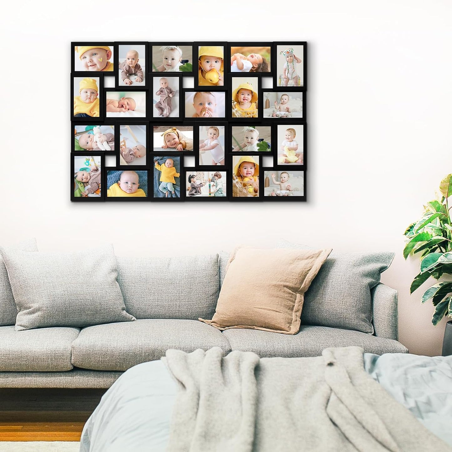 HELLO LAURA 4×6 Collage Picture Frames,24 Opening Photo Collage Frame for Wall Decor,Multi Family Photo for Gallery Decor, Hanging Display - Black