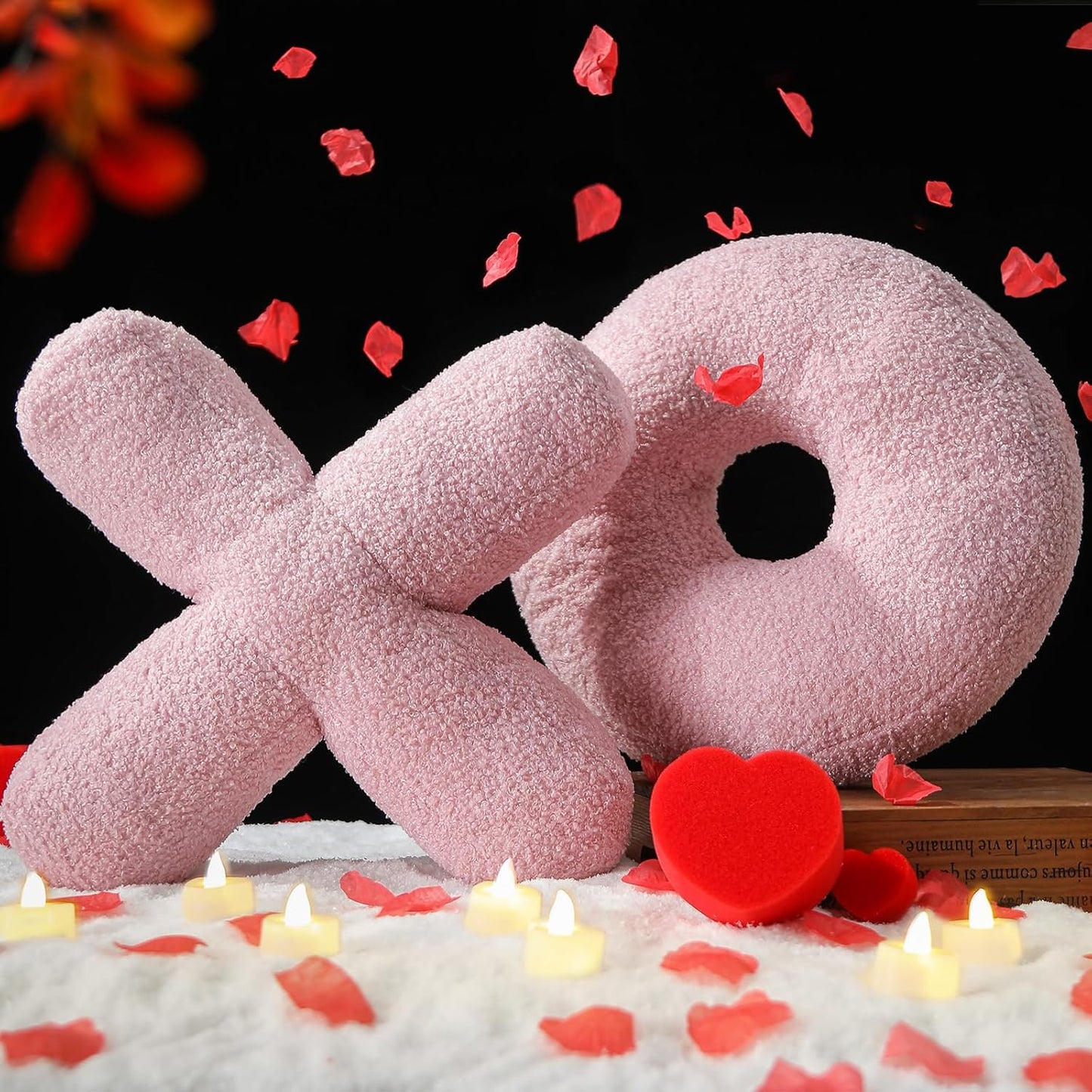 EastTree XO Pillows, Christmas Love XO Shaped Pillow, Pink Throw Pillows, Love Pillow Gifts, Ultra Soft Teddy Fleece Wedding Pillows, Women Girls Kid Room Decor, Valentine's Day Decor 14x14 Inch