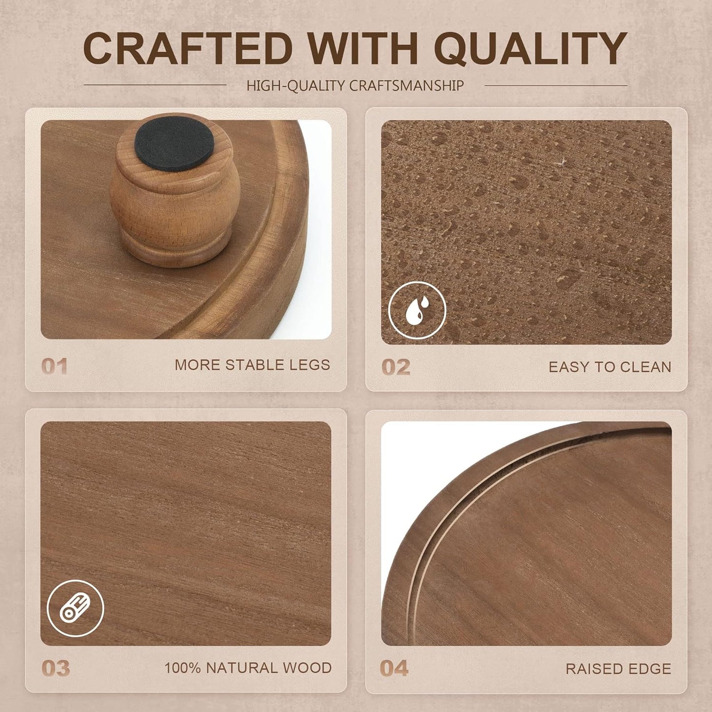 EOSAHR Farmhouse Wood Risers for Bathroom Decor - Decorative Pedestal Tray for Your Kitchen and Home - Rustic Round Waterproof Display Stand Organize for Your Soap, Plants, Jewelry, Perfume(Brown)