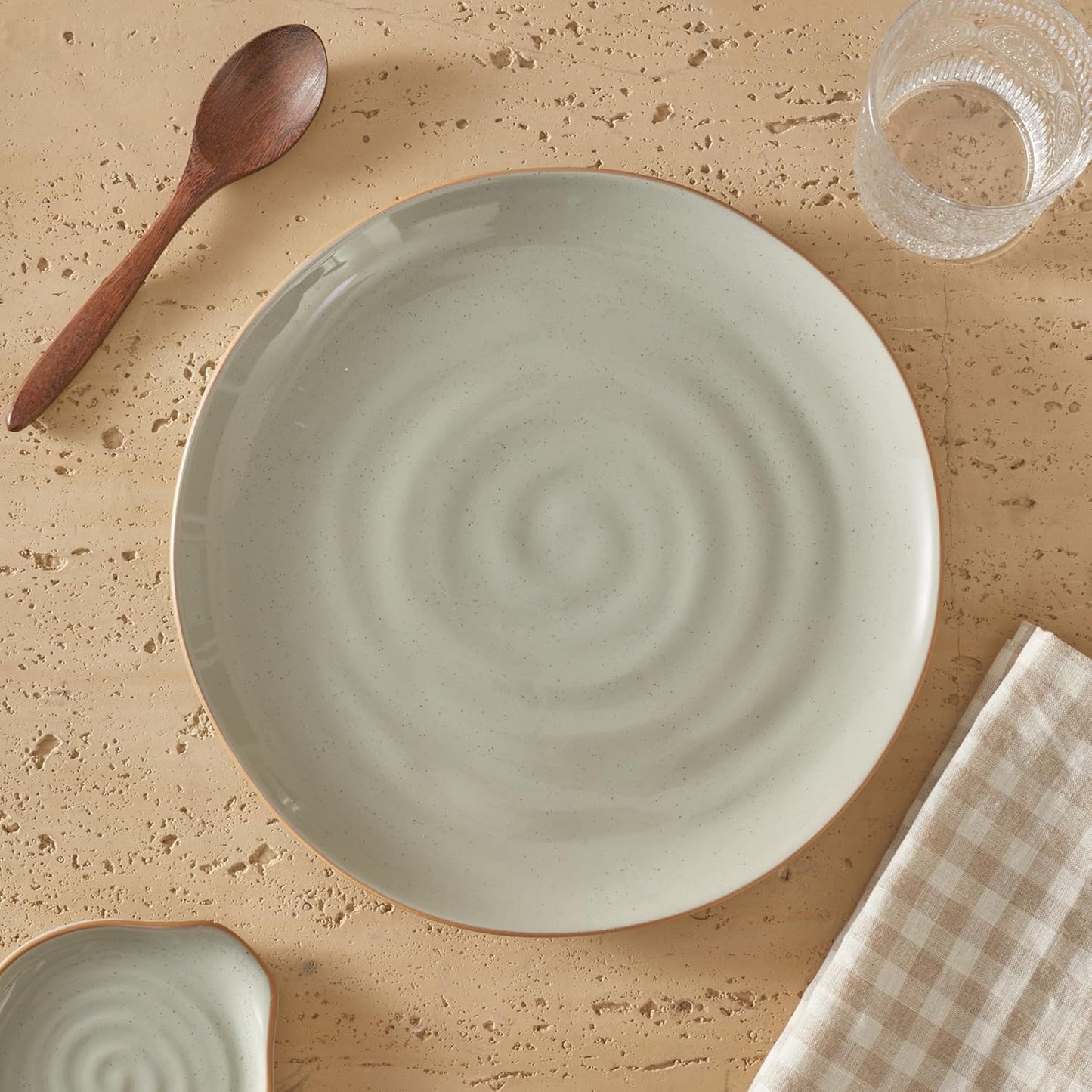 Bico Light Sage Green 8.7 inch Stoneware Salad Plates Set, Set of 4, Microwave and Dishwasher Safe, for Salad, Appetizer, Side Dishes, Tapas