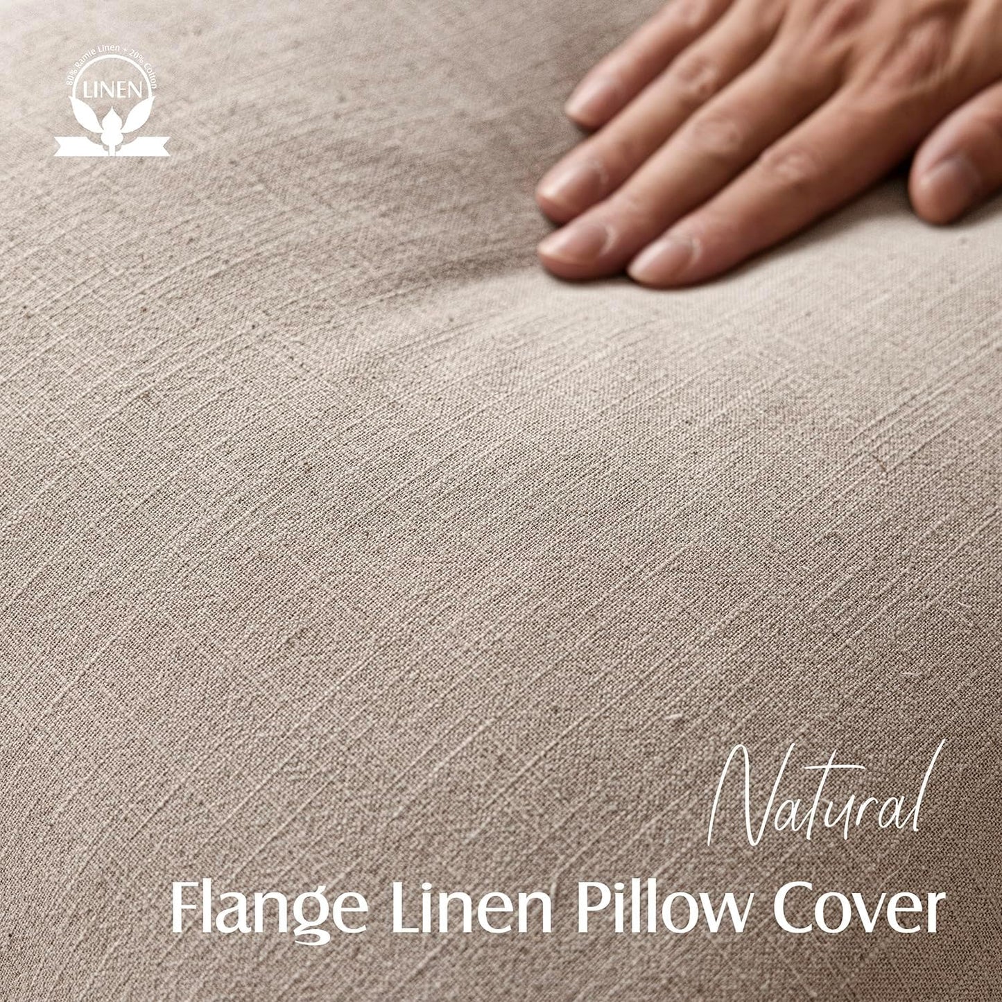 Foindtower Set of 2, Decorative Linen Soild Throw Pillow Covers Soft Accent Cushion Euro Case Boho Farmhouse Pillowcase for Chair Couch Sofa Bedroom Living Room Home Decor 26 x 26 Inch Natural Linen