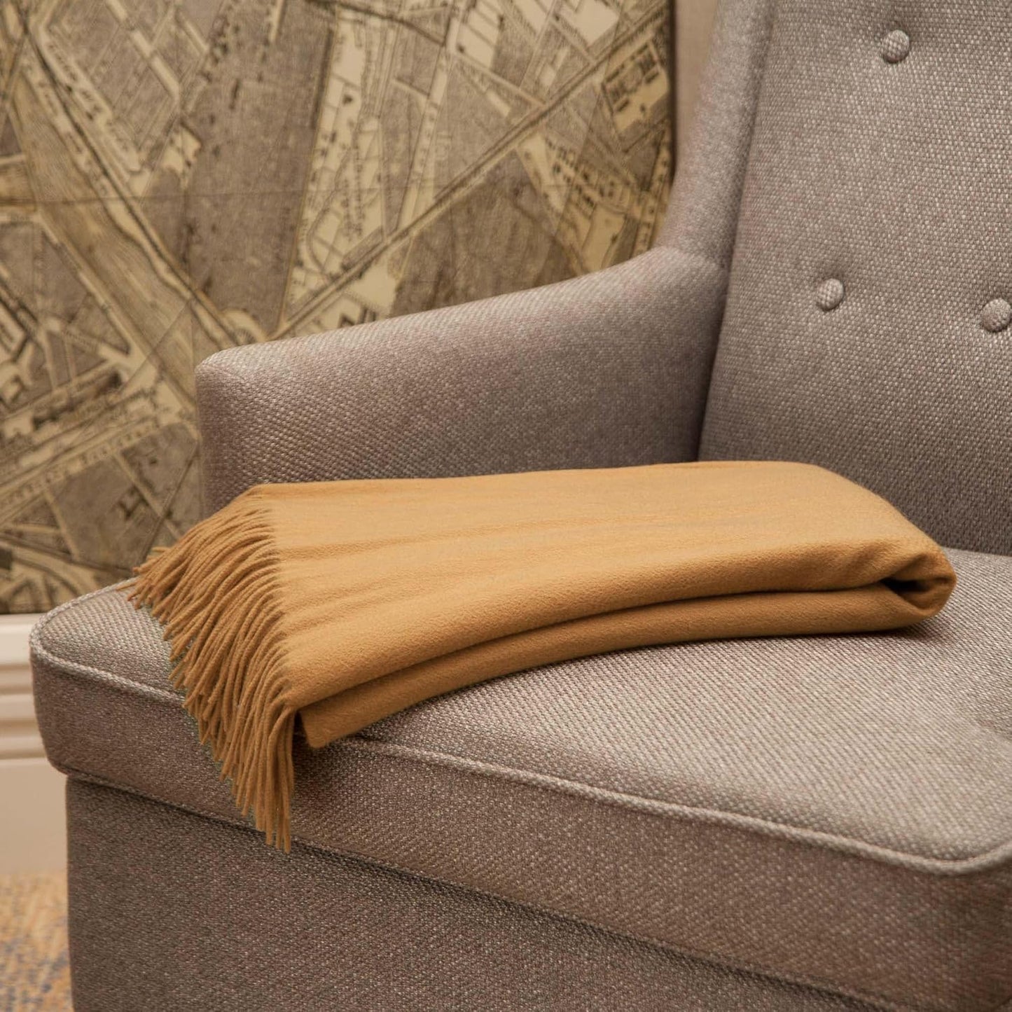 CUDDLE DREAMS Premium Cashmere Throw Blanket with Fringe, Luxuriously Soft (Camel)