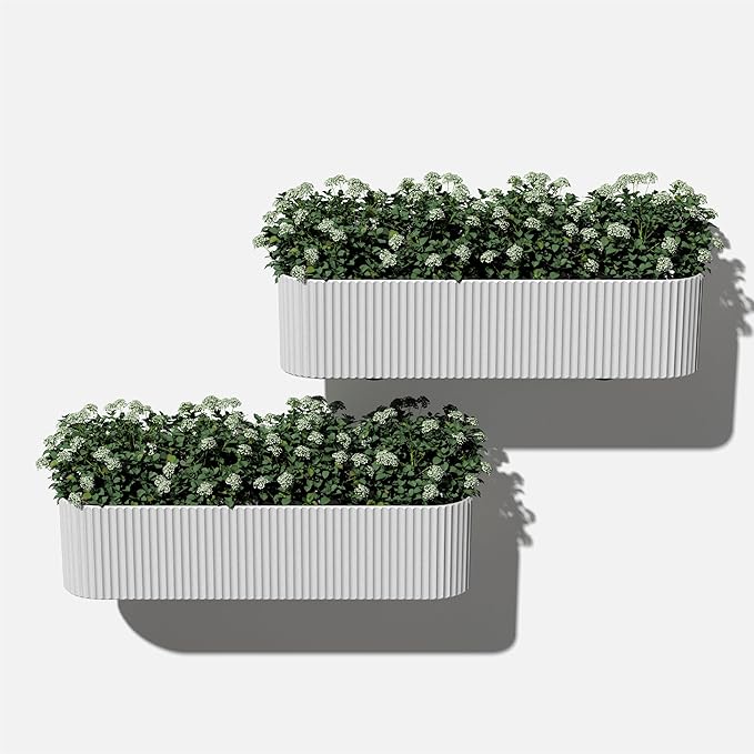 Veradek Demi Series Railing Planter - Hanging Planter Box for Windowsill/Balcony | Plastic-Stone Composite w/Railing Bracket | Modern Décor for Flowers
