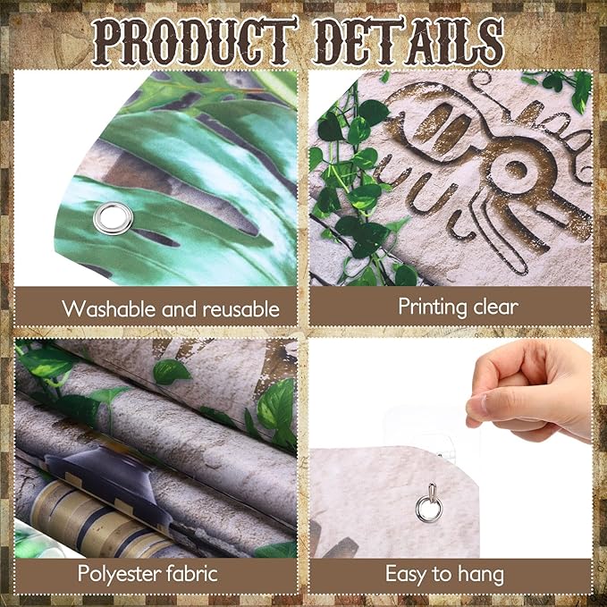 3 Pcs Jungle Safari Treasure Door Decorations Treasure Adventure Hunt Porch Banner Tropical Rainforest Leaves Safari Party Hanging Door Banner for Halloween Trunk or Treat Decorations