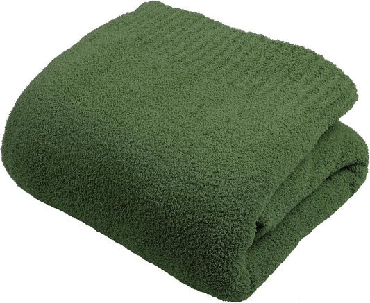 JOOJA Dark Green Blanket Warm Queen Size Fuzzy Knitted Blanket, Oversized Luxury Bed Blankets, Soft Queen Blanket for Bed, Lightweight Plush Blanket Queen Size for Cozy Nights (Dark Green, 90x90)