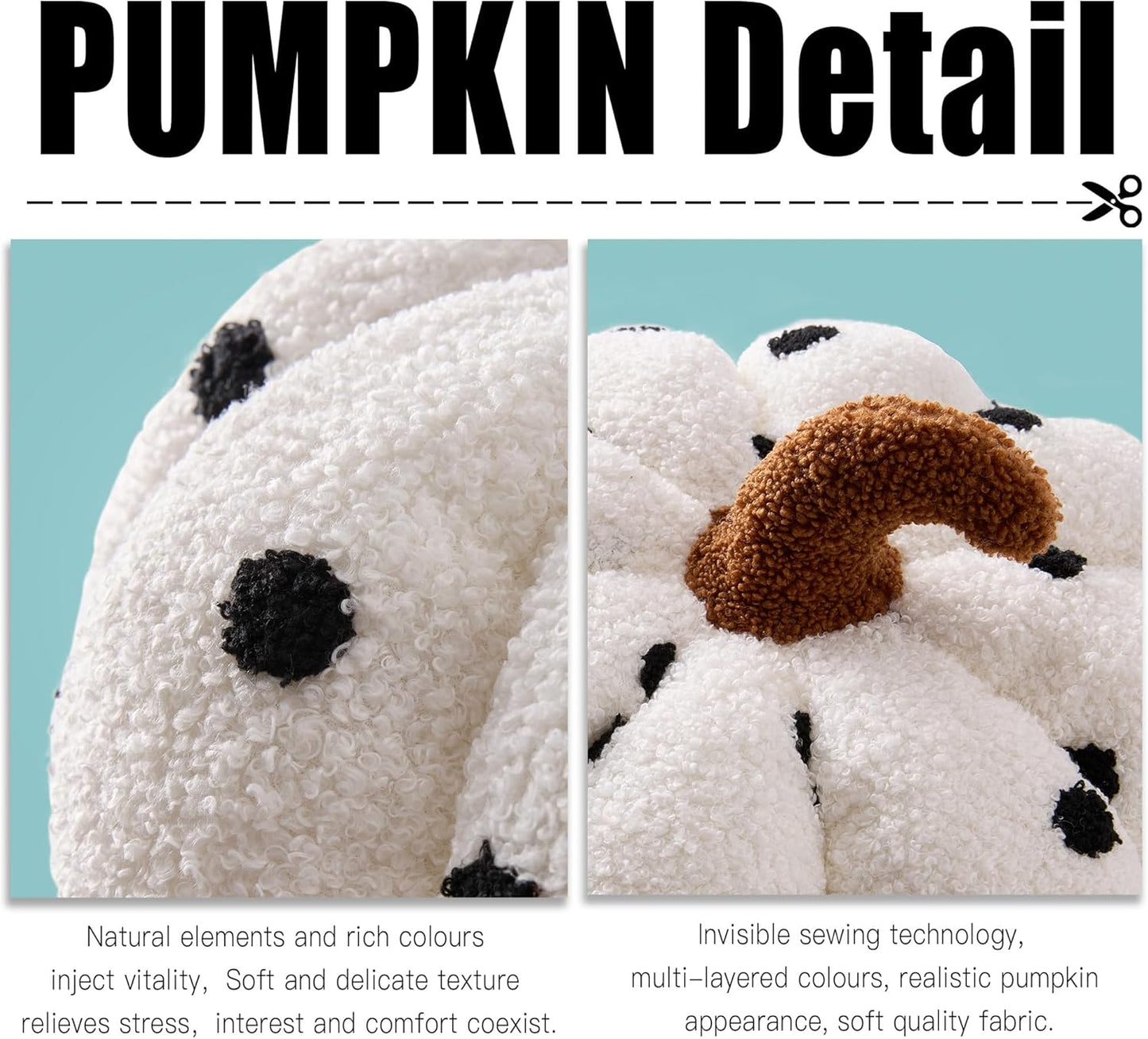 GIGIZAZA Pumpkin Halloween Throw Pillows,Polka Dot Pattern Cute Ivory Throw Pillows Decorative Fall Thanksgiving Aesthetic Pillows Gifts Plush Pumpkin Room Decor Pillow Pack of 2 with 12&14 Inches