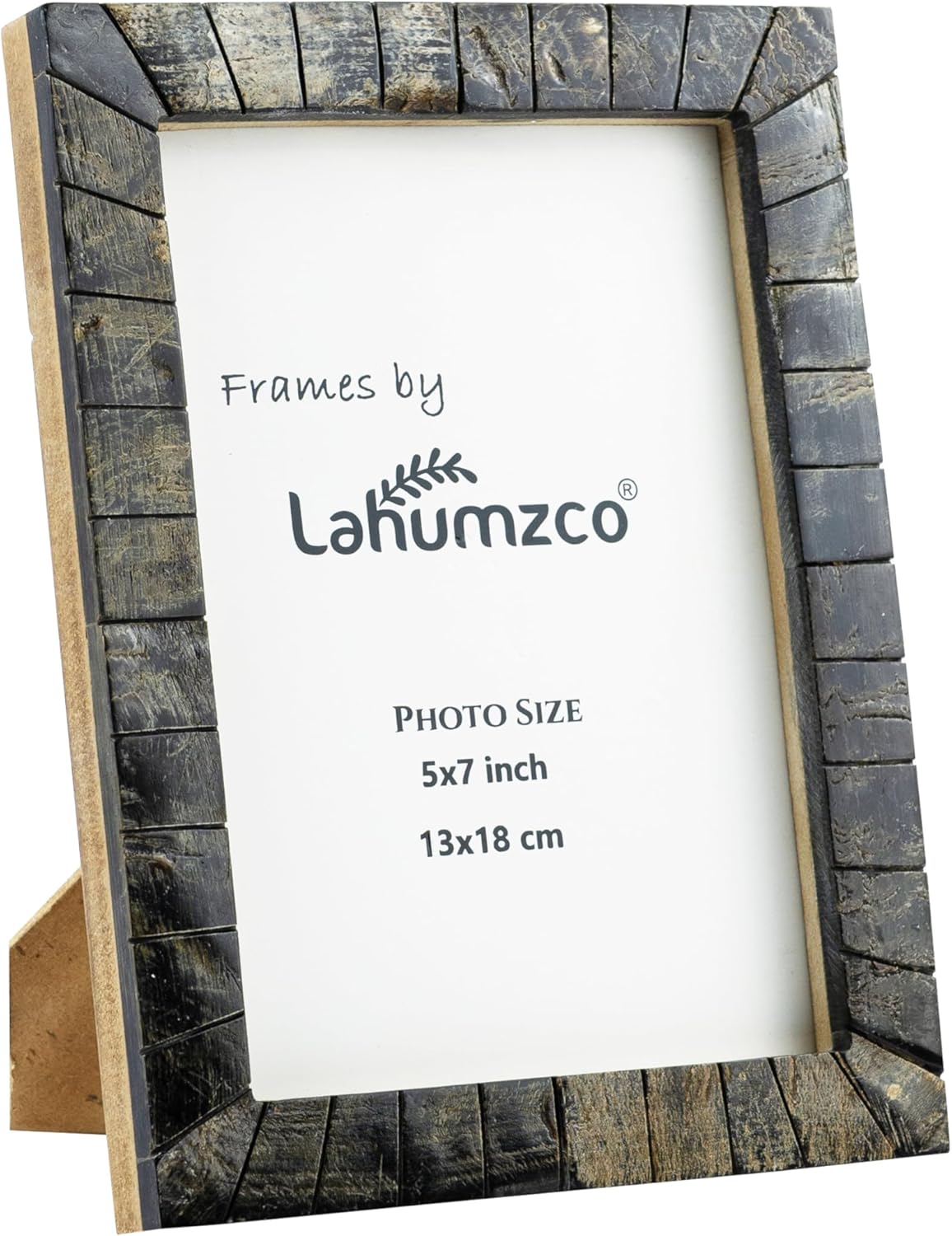 Horn Photo Frame 5x7 Inch – Natural Horn Texture with Hand Carving – Rustic Decorative Picture Frame for Tabletop & Wall – Handmade Vintage Look Home Decor Gift