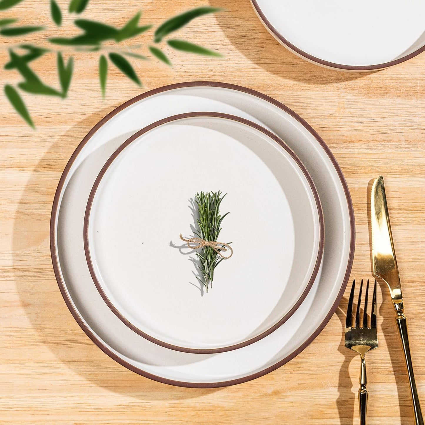 LERATIO Dinner Plates,10.75 Inch Ceramic Flat Plates Set of 6,High Edge Modern plates for Kitchen,Microwave & Dishwasher & Oven Safe, Scratch Resistant Dishes Set-White with Rim