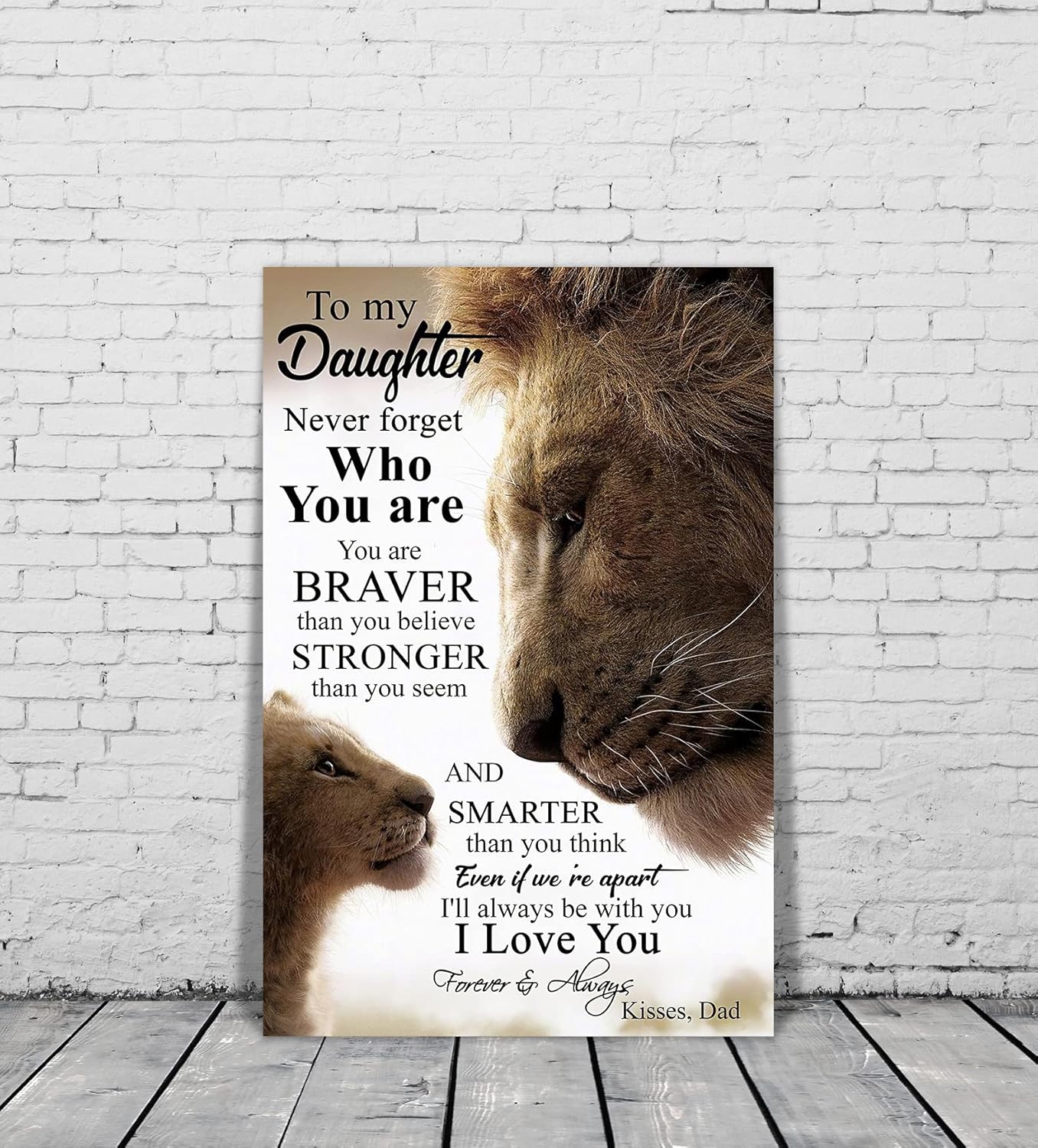 Father's Love Themed Wall Pictures To My Daughter Poster Lion Father and Daughter Artwork HD Print Inspiring Artwork for Study Room Studio Wall Decor Gallery Wrapped Easy to Hang-24 inch x 36 inch