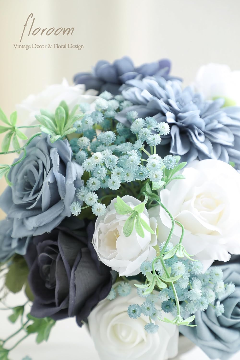 Floroom 18pcs Artificial Babys Breath Gypsophila Greenery Sprays, Real Touch Dusty Blue Fake Flowers for Wedding Bouquets Centerpieces Floral Arrangements and Decorations