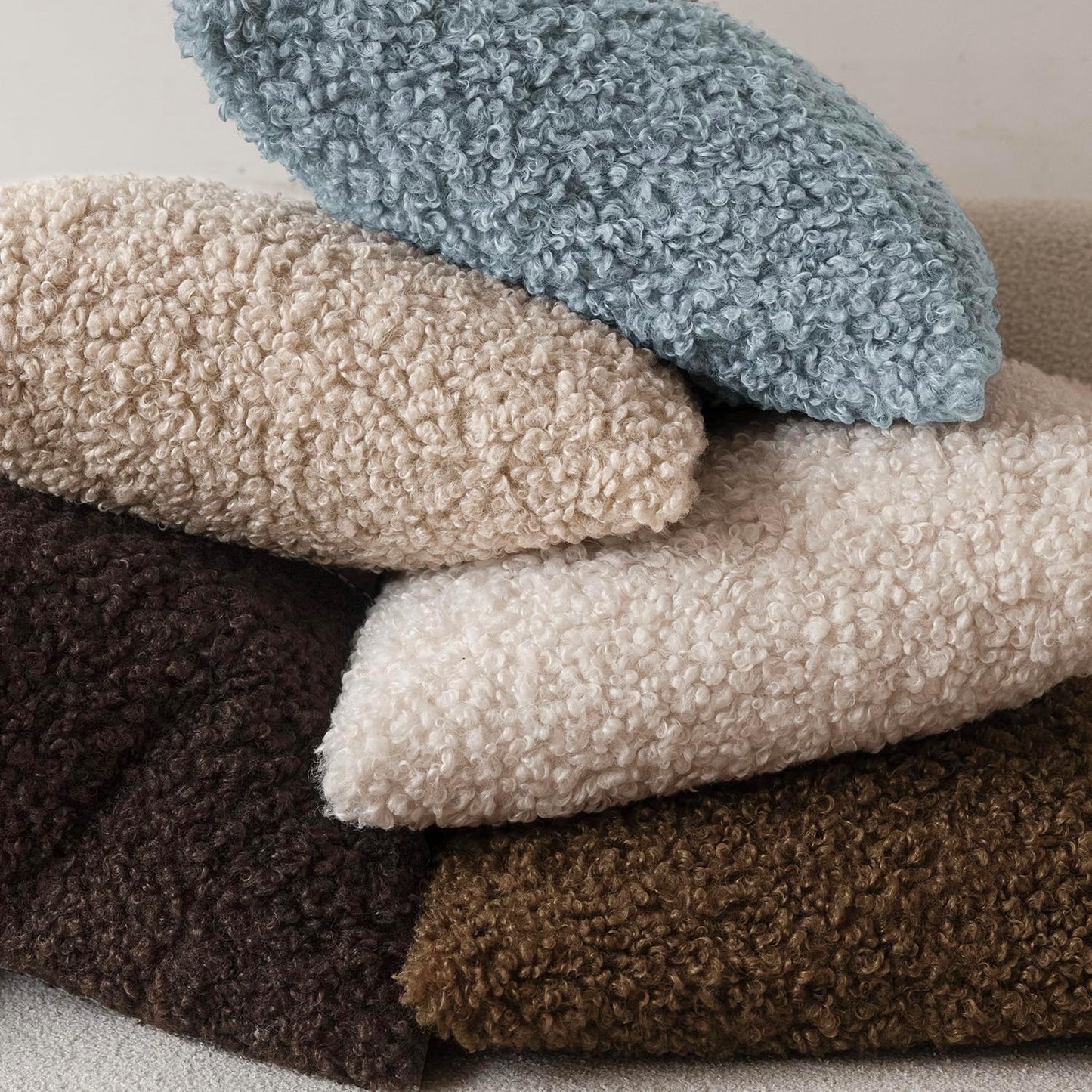 Foindtower 2 Pieces 24x24 Inch Misty Blue,Faux Fur Throw Pillow Cover Accent Sherpa Furry Pillow Covers Fuzzy Soft Pillowcases Cozy Sheepskin Decorative Fleece Cushion Case for Bed Couch Living Room