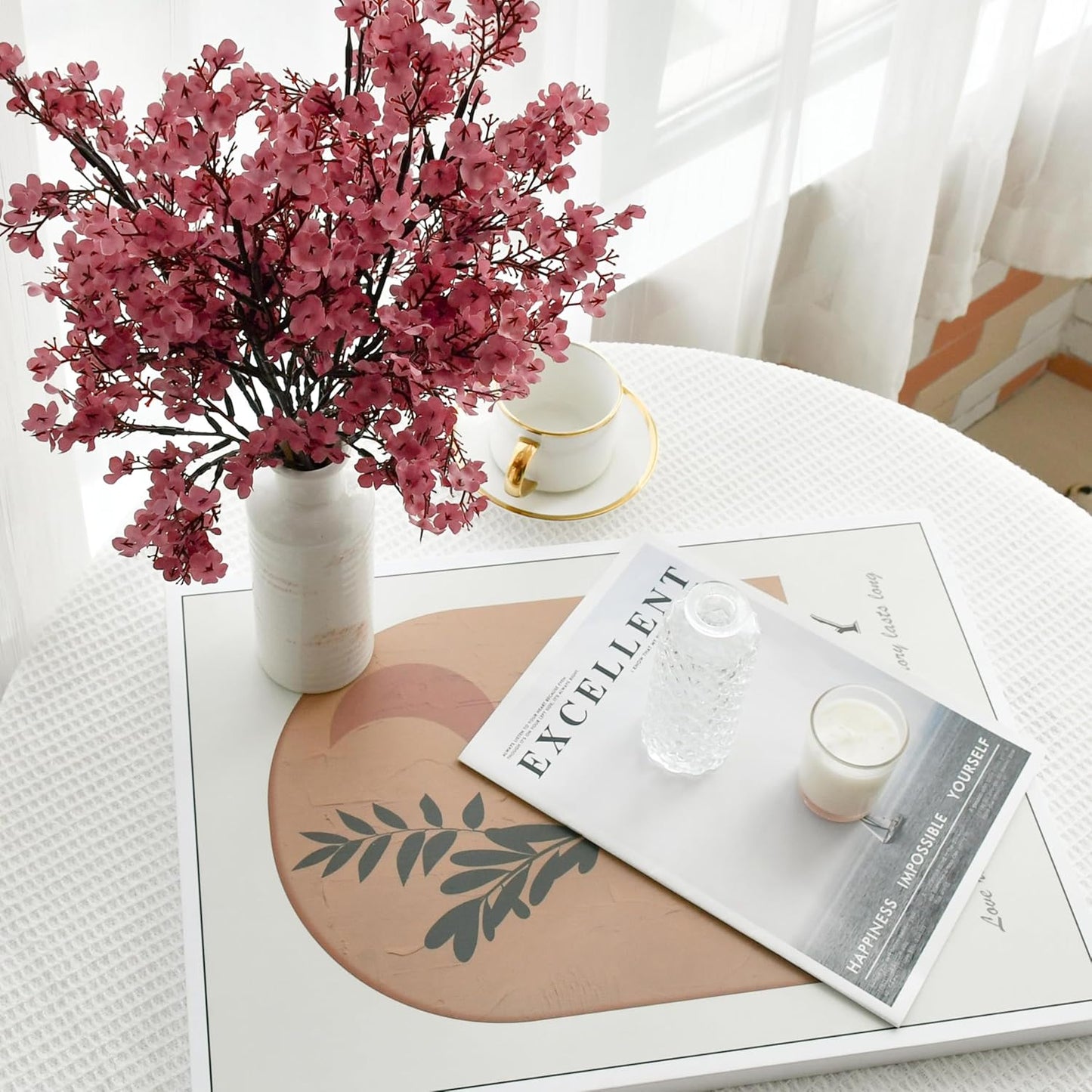 Mandy's Dusty Pink Artificial Baby’s Breath Flowers 6 Bundles Silk Gypsophila with Bendable Stems for Fall Centerpiece Wedding Decor and Table Arrangements