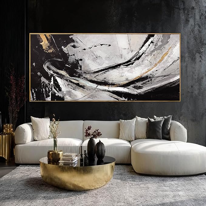 XIANSHOU Black and White Wood Wall Decor Abstract Photo Prints Contemporary Wall Art 32"x70" Large Pictures for Living Room Art for Office