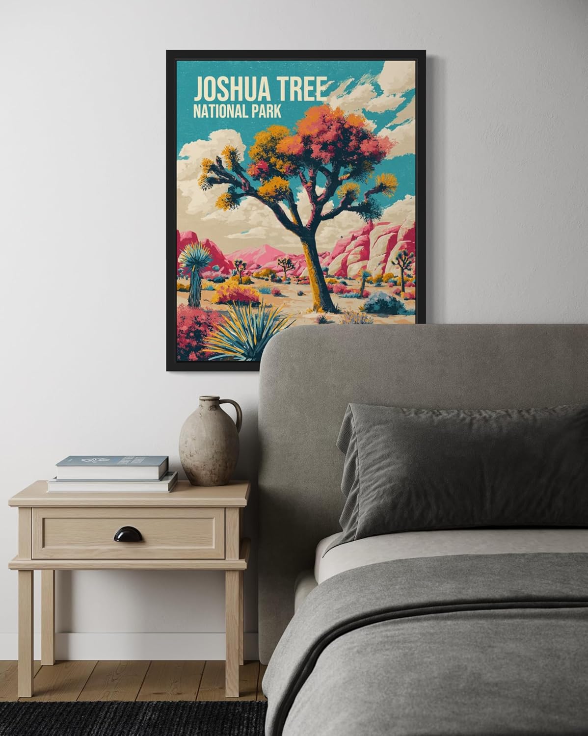 Joshua Tree National Park Art Print Poster, Vintage Retro Pop Art Travel Wall Art Bedroom Bathroom Living Room Decor 185 (Joshua Tree, 11 x 14 inches, Black Frame)