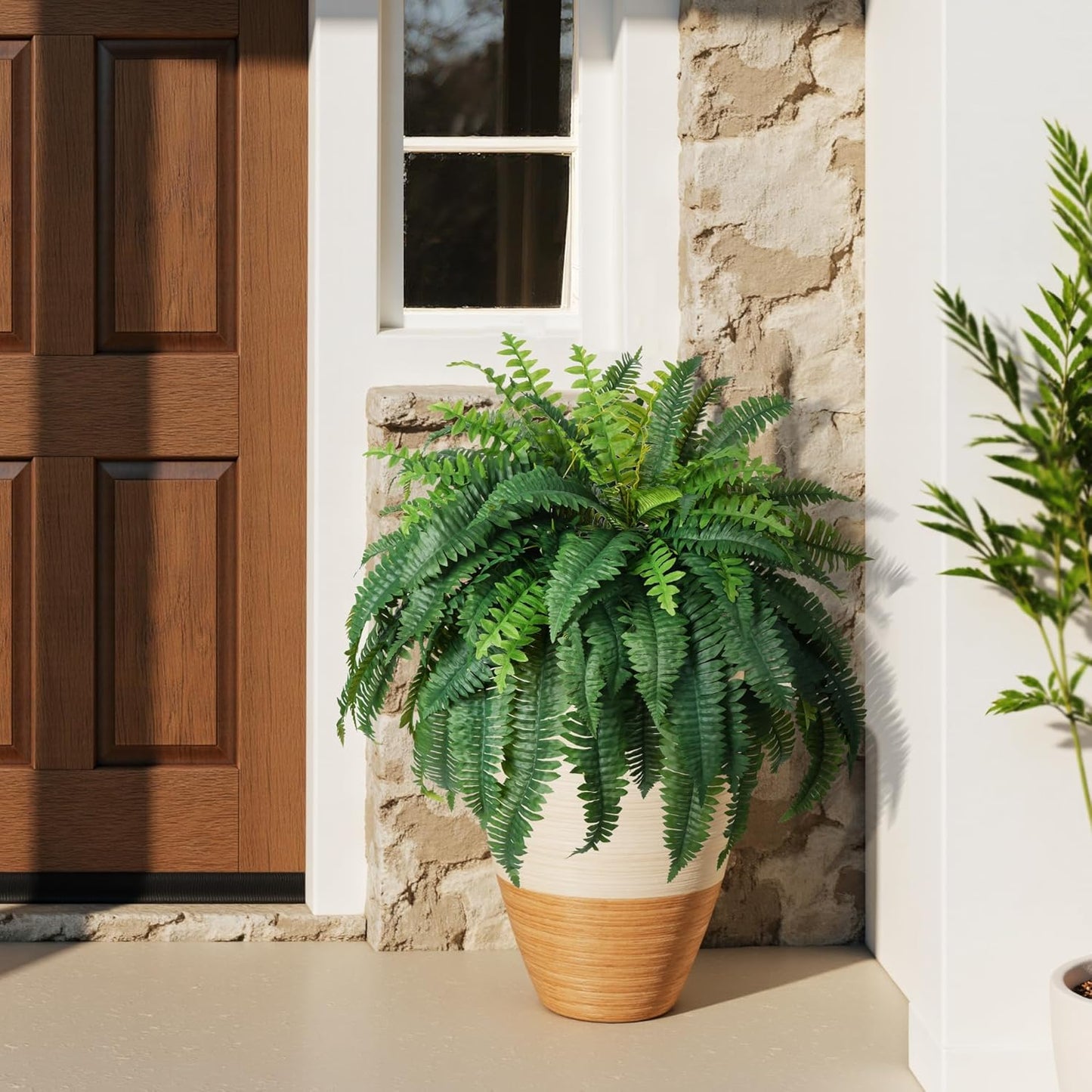 Fake Ferns 2Pack Artificial Ferns for Outdoors 25.6In Large Faux Ferns UV Resistance for Outdoor Large Planter Realistic Artificial Boston Fern Plants for Garden Balcony Terrace Decor 38Leaves