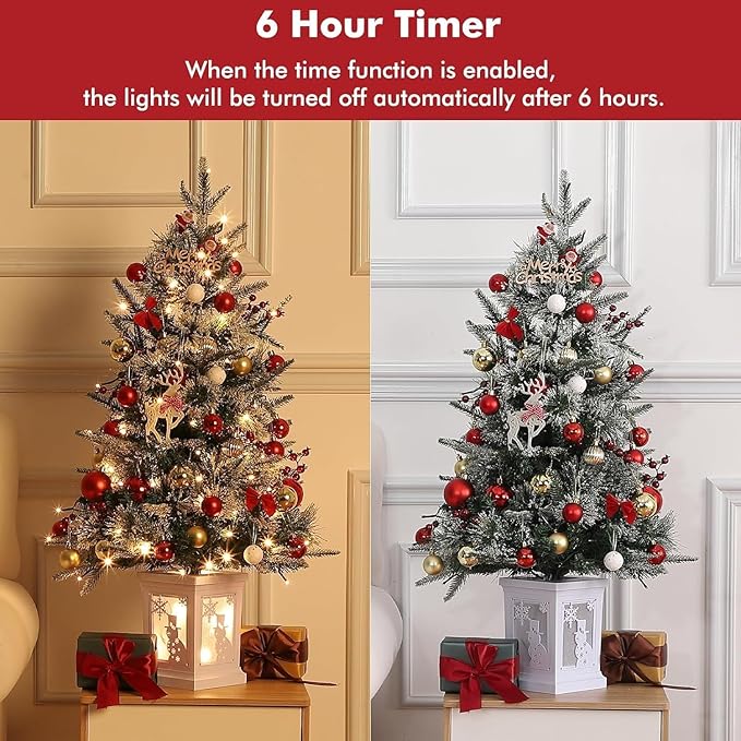 3 Ft Pre-Lit Christmas Tree, Artificial Christmas Trees with Lighting, Xmas Trees with 78 Led Lights, Christmas Decoration for Home, Office, Easy Assembly