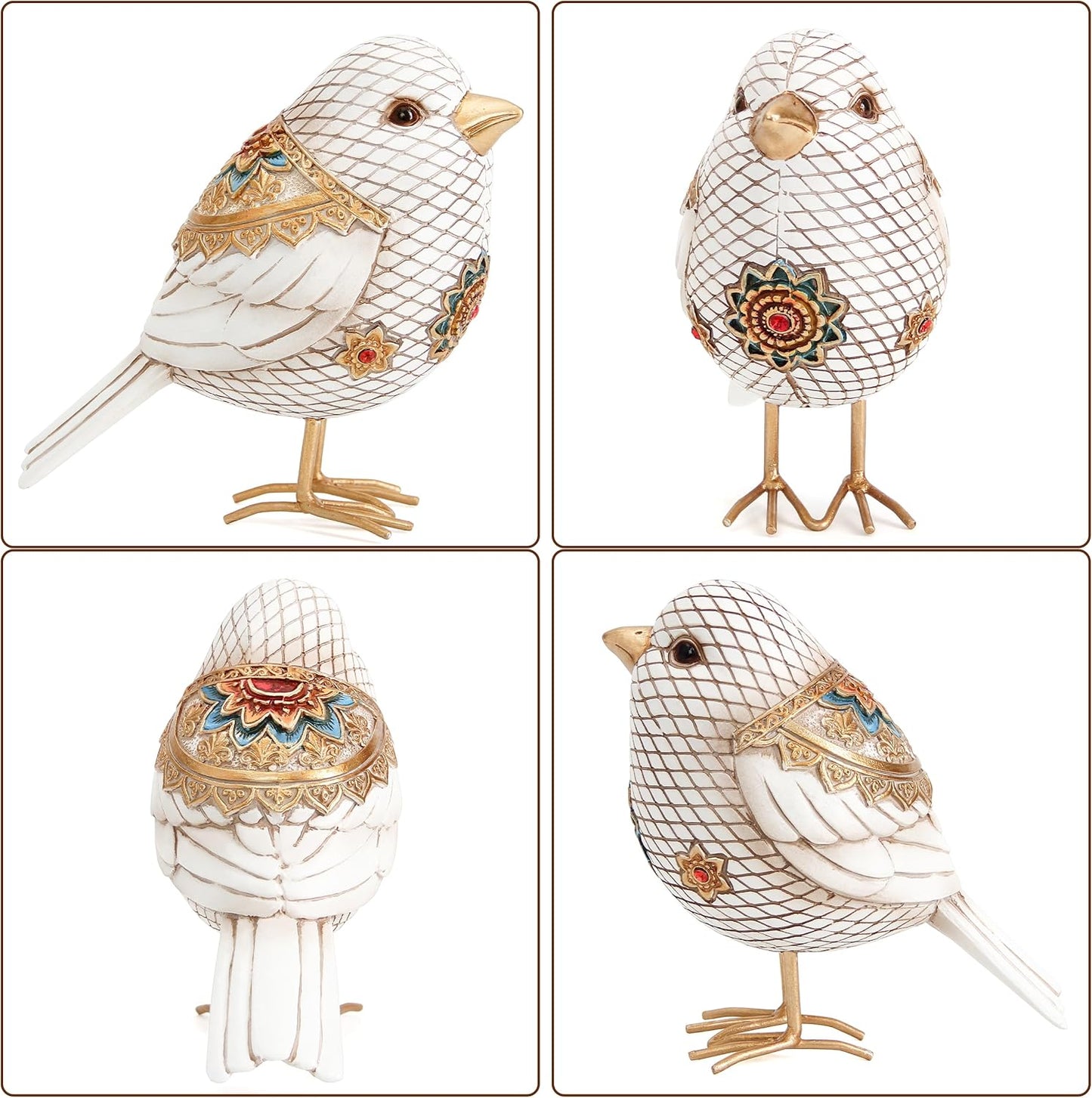 Bird Figuriens for Home Decor Accents,Boho Bird Statue Sculpture for Shelf Decor,Birds Decorations for Home Table Bookshelf Mantels Office,Vintage Animal Decor,Decorative Birds Gifts for Women