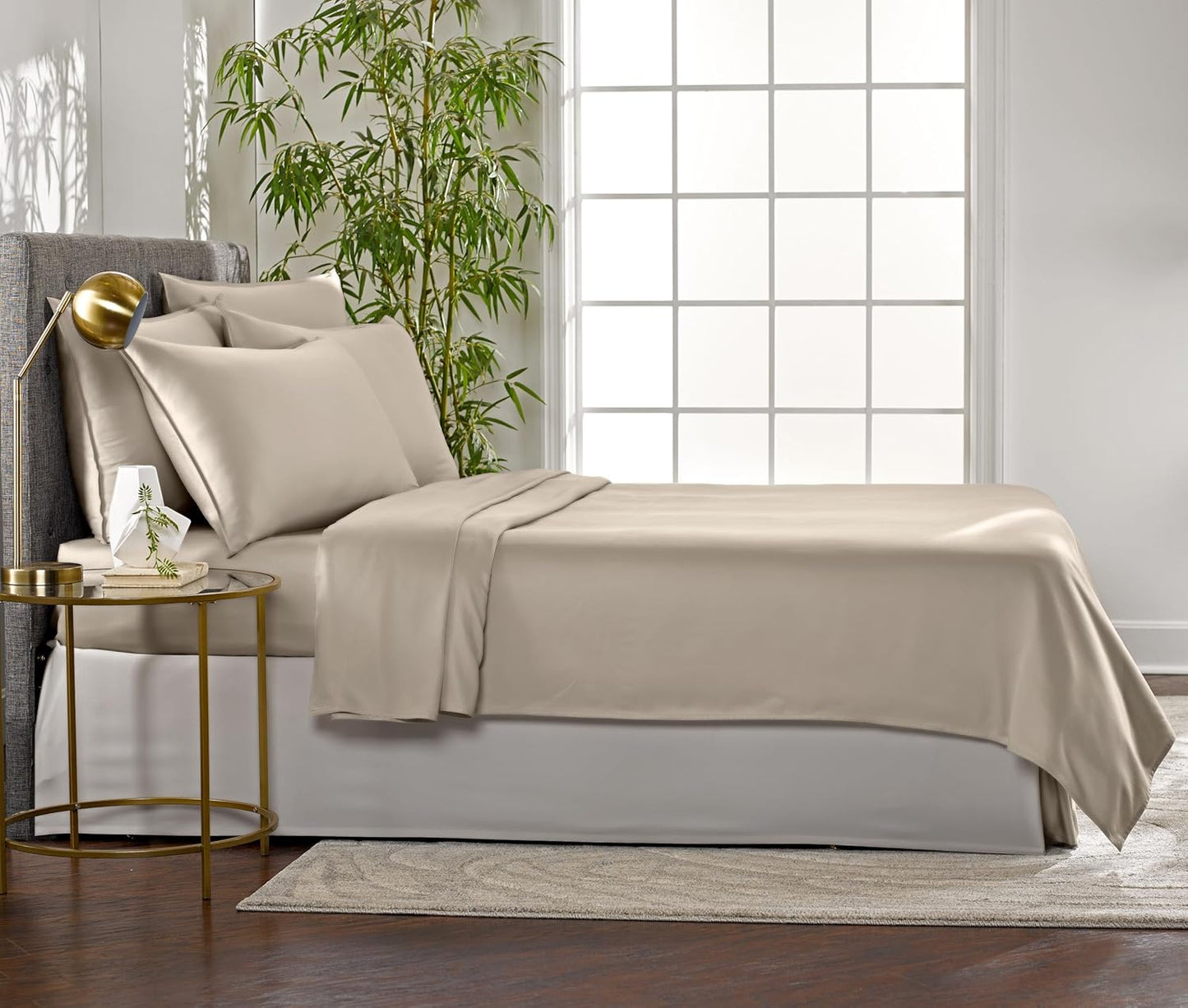King Sheets by Pure Bamboo, Genuine 100% Organic Viscose Derived from Bamboo Bed Sheet Set, Luxuriously Soft & Cooling, Double Stitching, Lifetime Quality Promise (King, Sand)