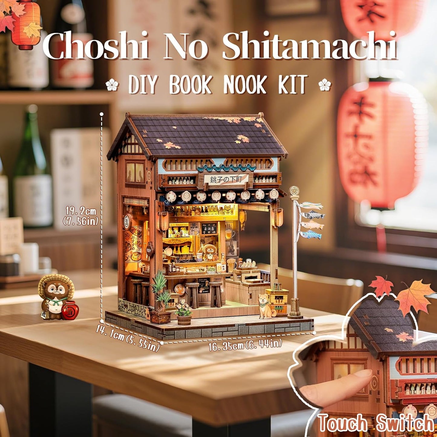 Fsolis Japanese Book Nook Kit - DIY Bookshelf Miniature Dollhouse Kit for Adults, Mini House Tiny 3D Puzzles Adult Craft Gifts for Women Teenagers Book Lovers (Izaka-ya Kurosawa)