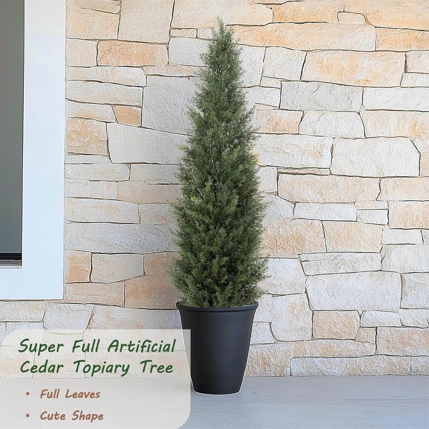 Bellacat 4ft UV Resistant Artificial Topiary Trees Outdoor, 48in Faux Cedar Tree with Full & Realistic Leaves, Fake Cypress Tree for Front Door Proch Patio Deck Balcony Yard Decor 2Pack