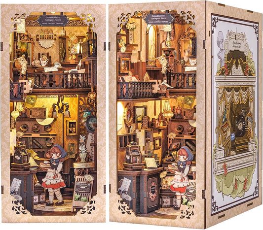 Fsolis Book Nook Kit, DIY Miniature Dollhouse Kit for Adults Bookshelf Decor Birthday for Women Teens Craft Lovers (Grandpa's Antiques Store)