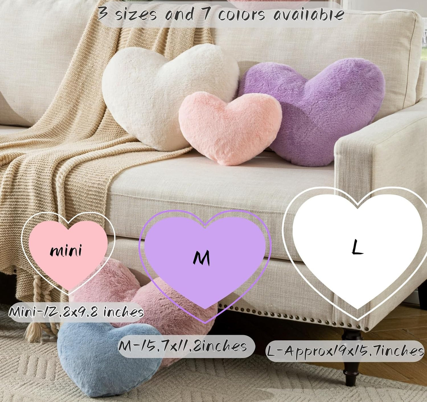 Heart Pillow Heart Shaped Throw Pillows Super Soft Faux Rabbit Fur Heart Throw Pillow Valentines Day Decorations Pillow,Wedding Decor, Women Girls Home Decoration