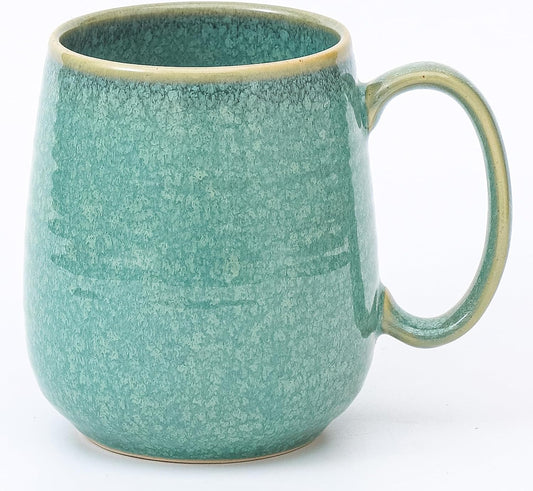 Large Coffee Mugs, Extra Large Ceramic Coffee Mug, 23 oz Handmade Pottery Mug, Big Tea Cups with Handle for Office and Home, Dishwasher and Microwave Safe (Crystal Green)