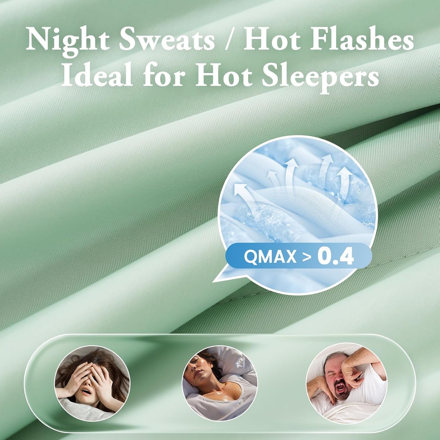 COHOME Cooling Comforter Queen/Full, Cooling Blanket for Hot Sleeper and Night Sweats, Cold Touch Fabric Absorbs Body Heat, Double-Sided Cool Design Soft Fluffy (Green, (90"x90"))