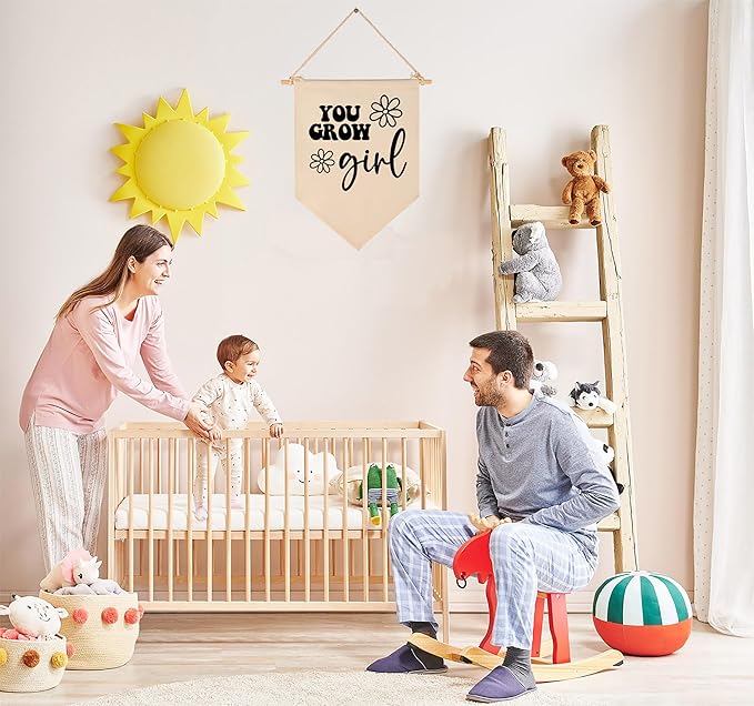 You Grow Girl-Daisy Decor-Flag Sign Gifts for Baby Newborn Boys Girls Kids-Banner Wall Decor Gifts for Nursery Bedroom Playroom Front Door-Baby Gift Shower-New Home Gift- Christmas Gift