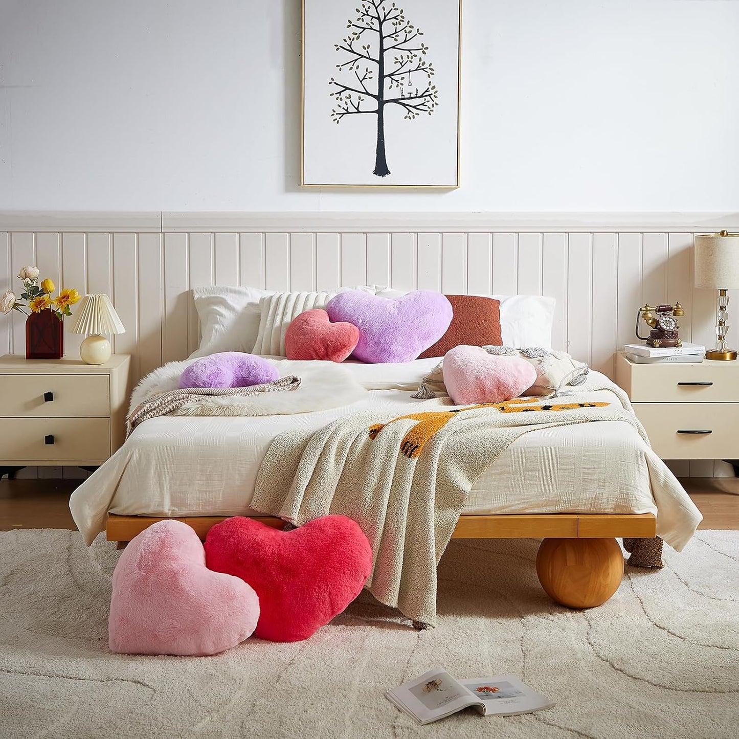 EastTree Heart Pillows, Dusty Pink Heart Shaped Pillows, Ultra Soft Extra-Large Fluffy Pillows, Love Throw Pillows Gifts, Women Girls Living Room Decor 15x18 Inch