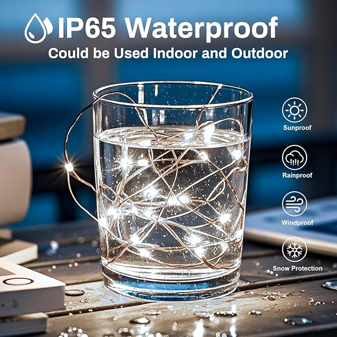 ZGWJ USB Fairy Lights Battery Powered Dual Power with Remote Timer, 2 Pack 50 LED 16FT Twinkle String Lights 8 Modes Waterproof for Bedroom,Halloween,Christmas,Parties Wedding Decoration White