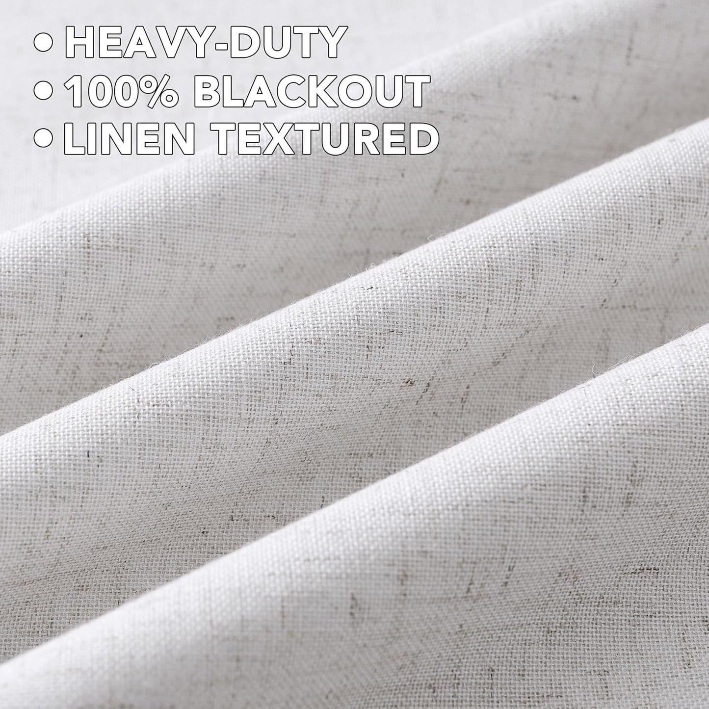 H.VERSAILTEX Linen Curtains 100% Blackout Curtains for Bedroom 108 inch Long Full Light Blocking Nature Linen Blended Window Curtains for Living Room Nickel Grommet (2 Panels, Heathered White)