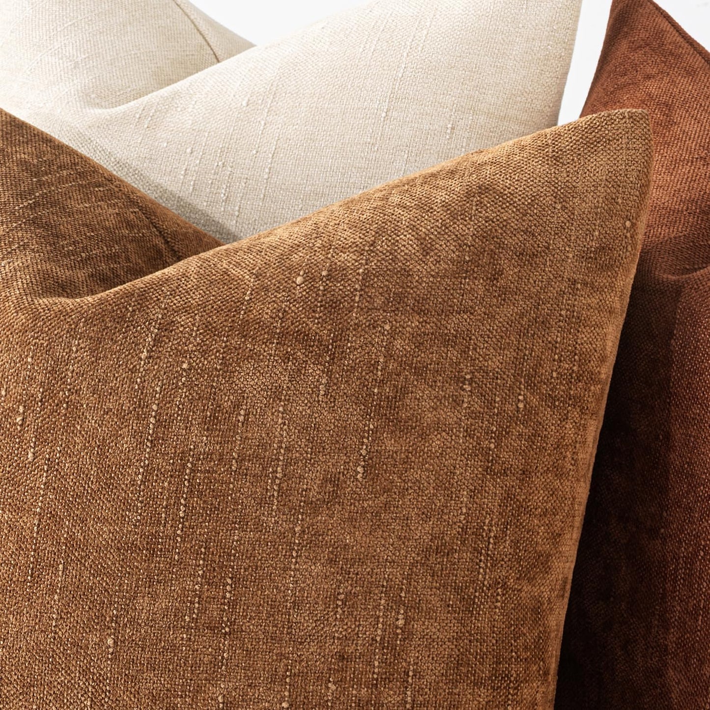 MIULEE 26x26 Inch Pack of 2 Euro Sham Decorative Throw Pillow Covers Soft Chenille Pillows Textured Cushion Covers for Bed Couch Sofa Bedroom Living Room, Brown