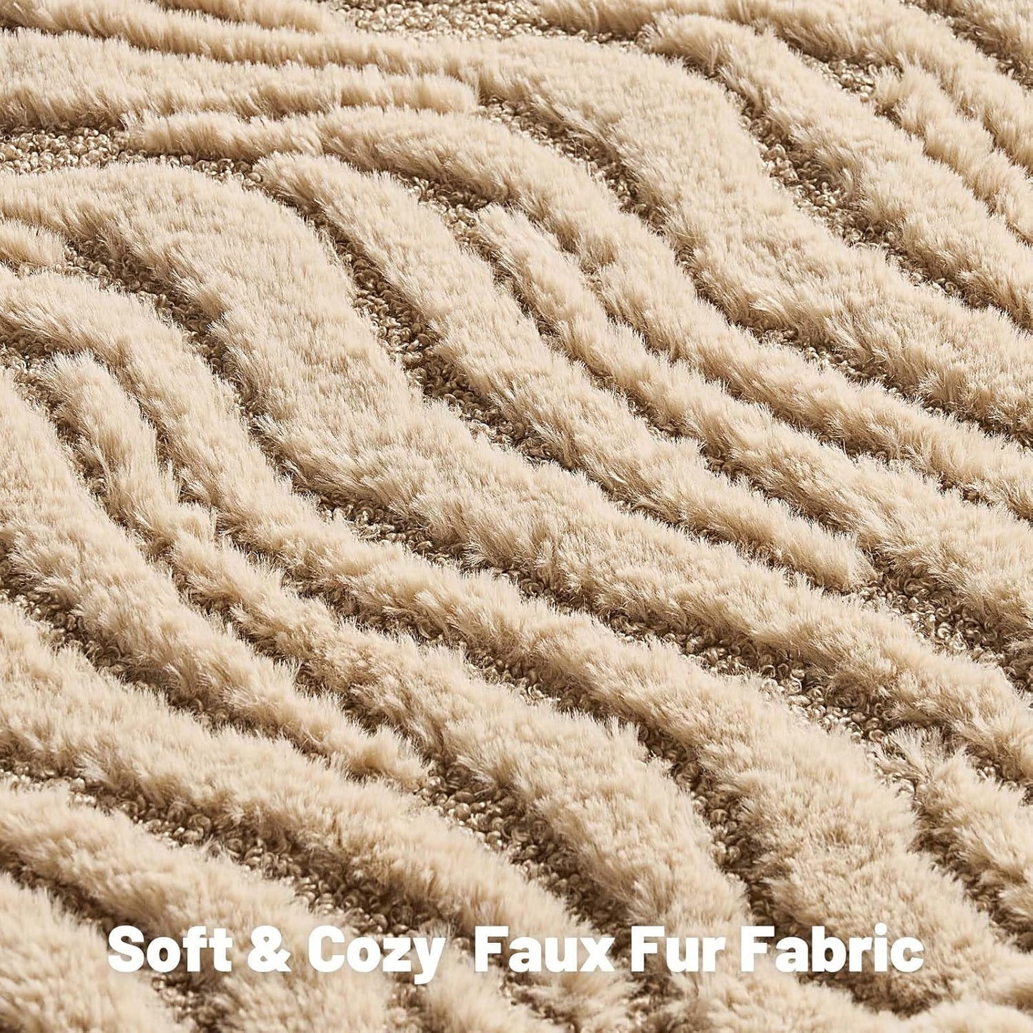 FUTEI Khaki Decorative Throw Pillow Covers 20x20 Inch Set of 2,Soft Faux Fur Geometric Shapes Texture Cushion Case,Boho Home Decor for Couch Bed Living Room