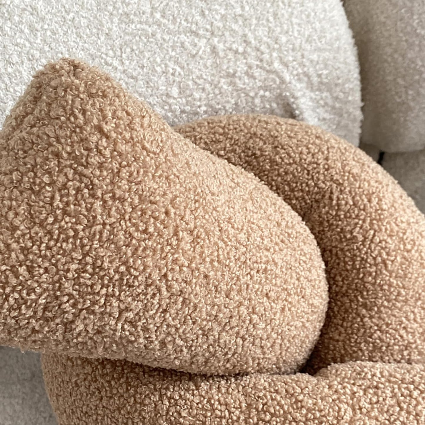 Khaki Knot Pillow Long Shaped Soft Knot Plush Pillow Cushion Home Decoration Throw Pillows for Sofa Bedroom Car Office Gift