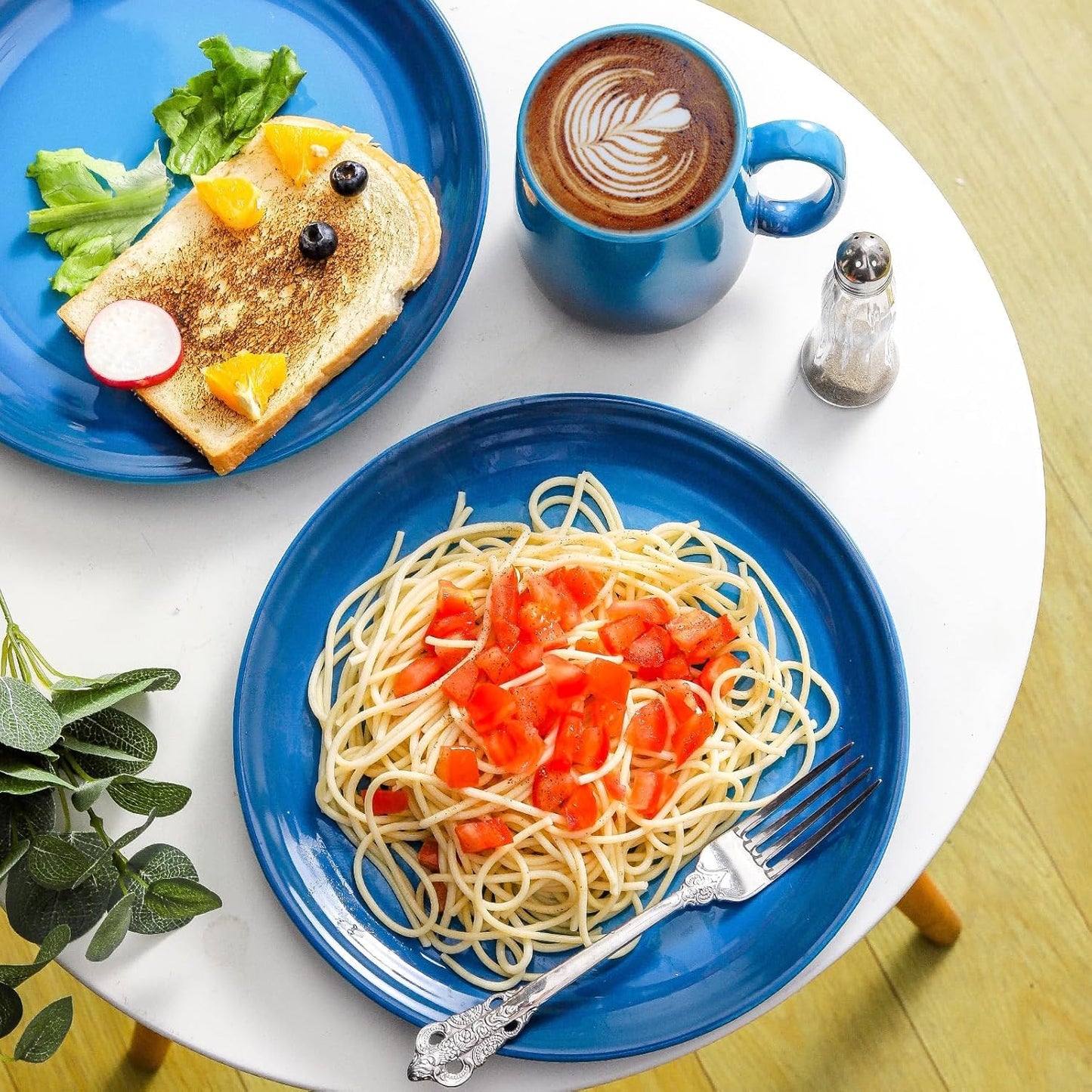 Hasense Ceramic Dinner Plates Set of 2, 10 Inch Premium Dinnerware Dishes, Salad Serving Plates Elegant & Durable, Oven, Microwave & Dishwasher Safe, Perfect for Family and Entertaining, Gradient Blue