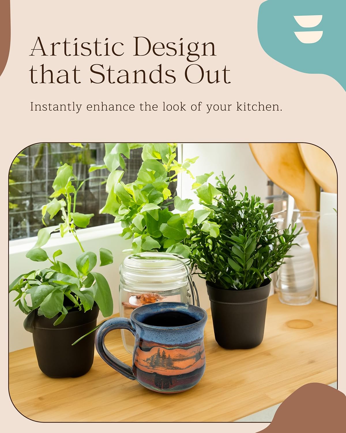 Handmade Ceramic Coffee Mug - Always Azul Mountain Scene 14oz Coffee Mug - Oven, Dishwasher, & Microwave Safe - Kitchen Essentials Made in Colorado, Mountainscape