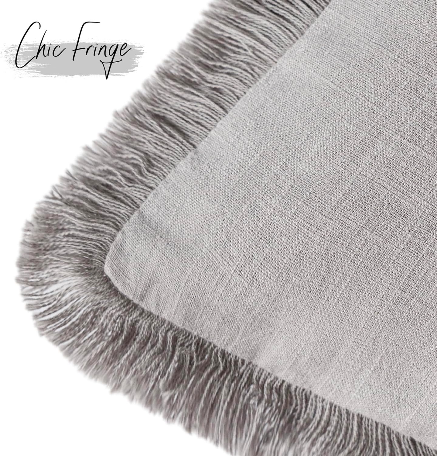 Foindtower Decorative Linen Fringe Throw Pillow Covers Boho Farmhouse Cushion Cover with Tassels Soft Accent Pillowcase for Chair Sofa Bed Living Room Home Decor, 26×26 Inch, 1PC,Light Rustic Gray