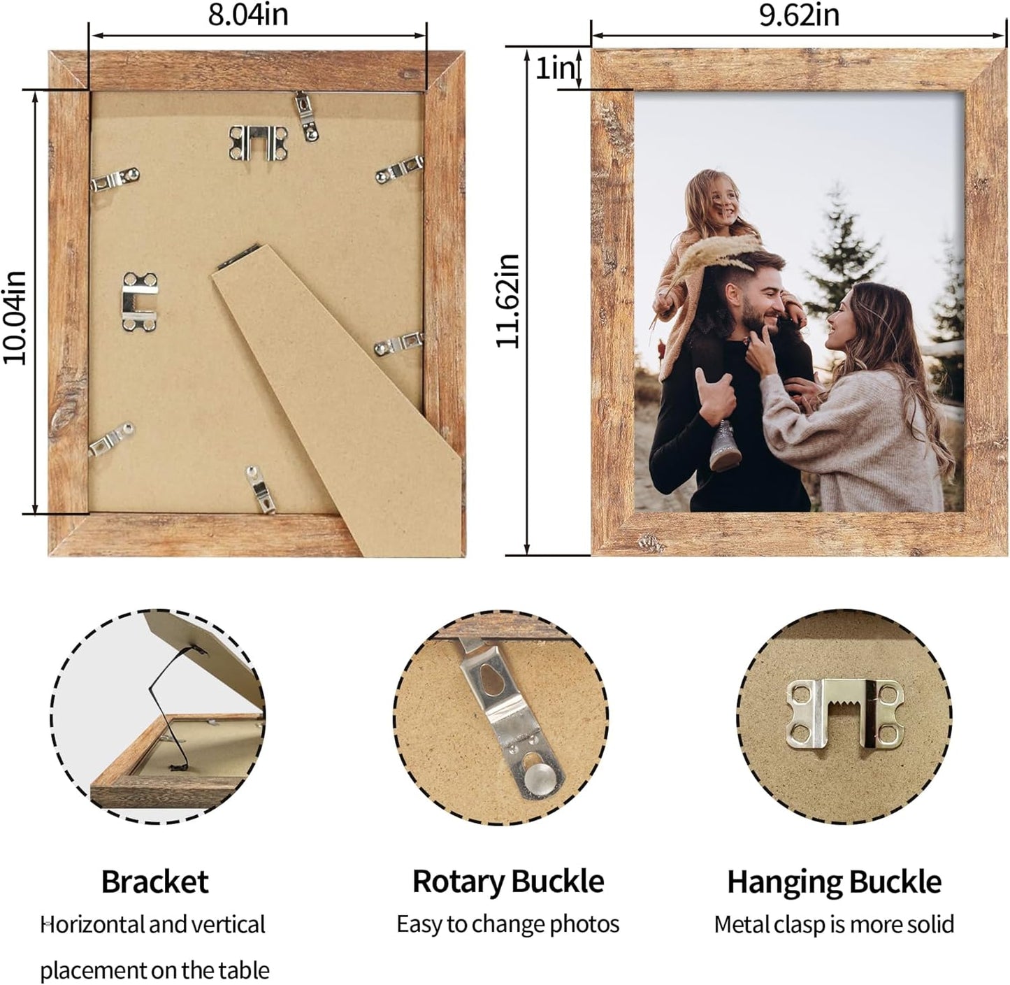 iRahmen 8x10 Picture Frame Set of 4 with High Definition Real Glass, Mixed Color Wood Photo Frames for Desktop Display and Wall Mounting