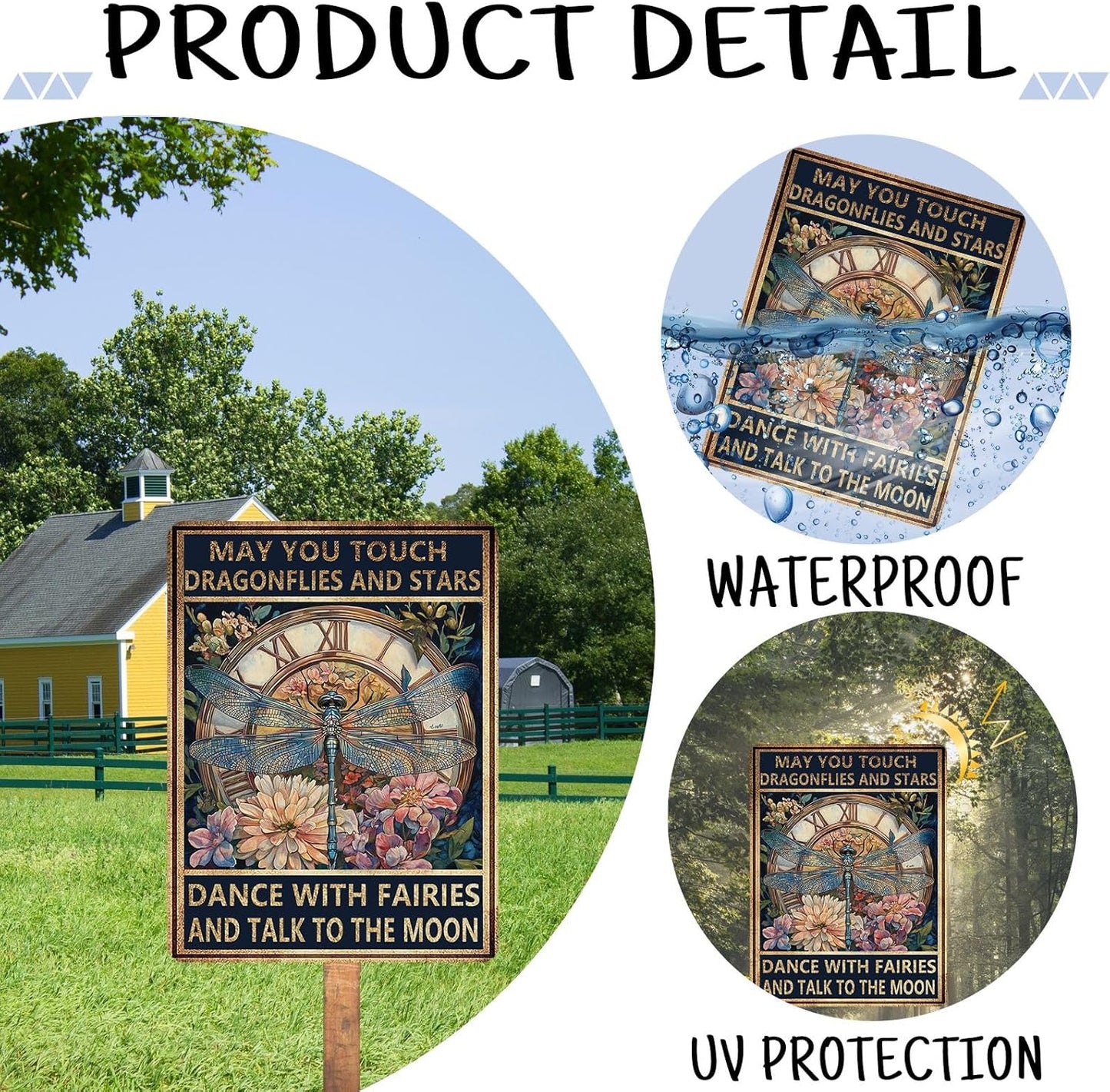 Metal Tin Signs May You Touch Dragonflies and Stars Dance with Fairies and Talk to The Moon Vintage Aluminum Sign Wall Decor for Home Living Room Garden Greenhouse Garage 8×12 Inch