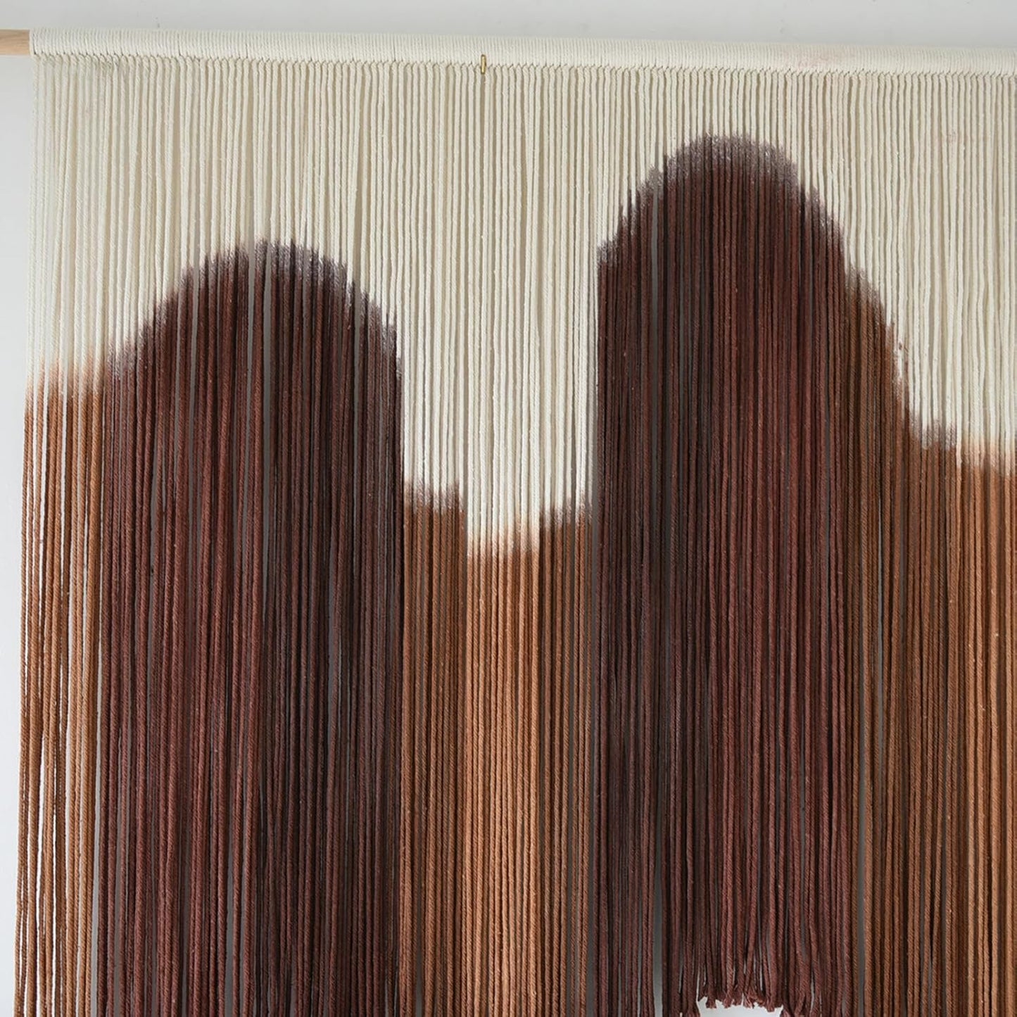 IOWER Macrame Wall Hanging Brown Dip-Dyed Large Handmade Macrame Cord Fiber Art Boho Wall Decor for Bedroom Living Room 57" W x 39" L