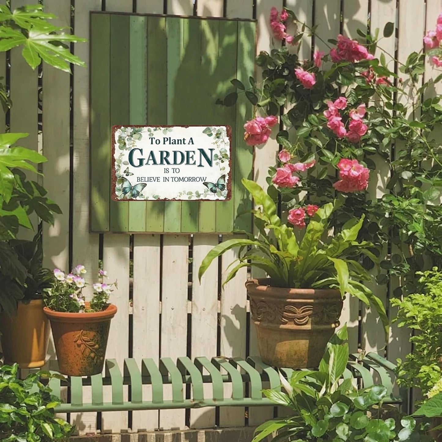 Garden Sign To Plant A Garden Is To Believe In Tomorrow Metal Tin Sign Wall Decor for Farm Home Yard Outdoor Outside 12×8 Inch