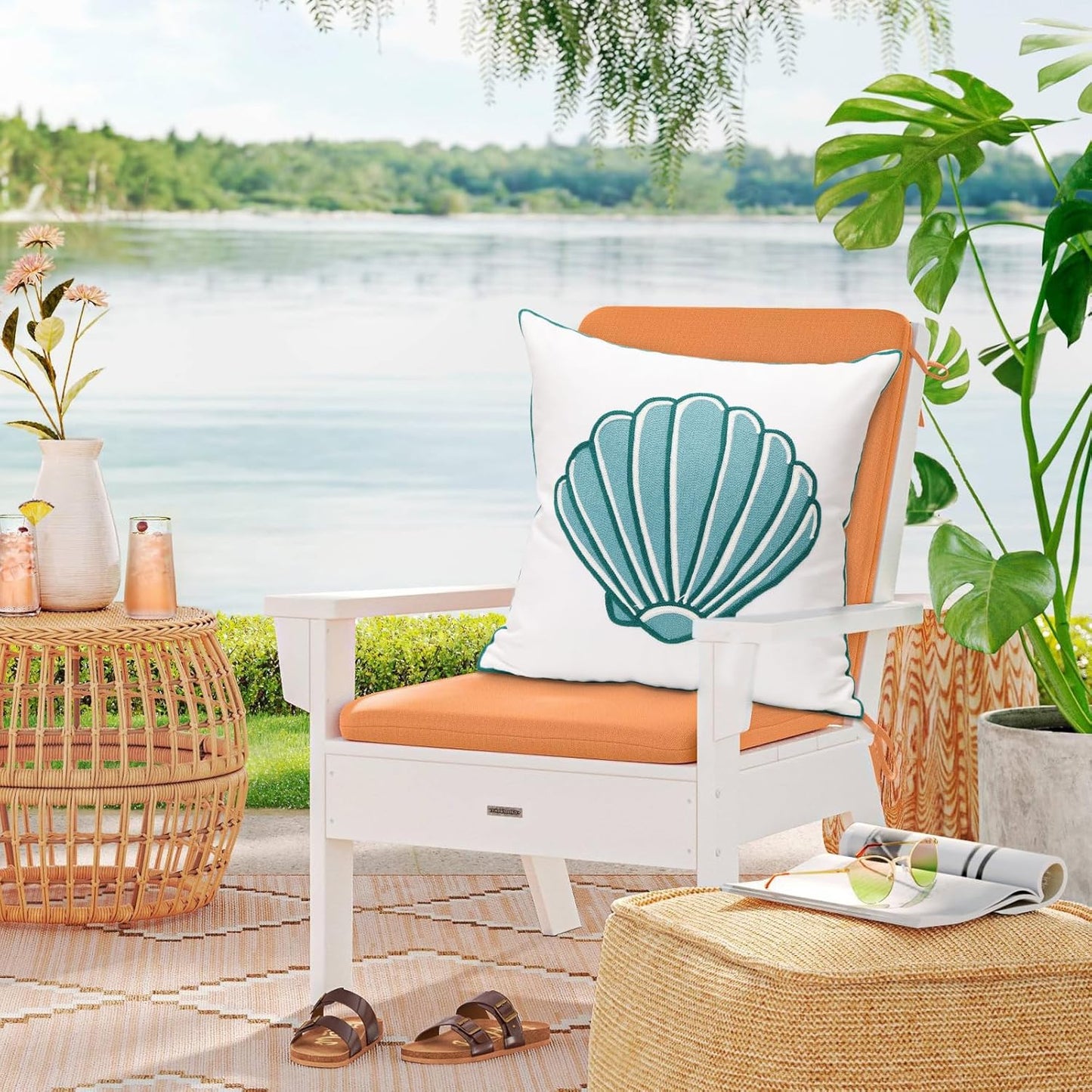 1 PCS Embroidered Throw Pillow Cover Cotton Decorative Square Cushion Cases Pattern Art Covers for Home Sofa Bed and Chair case Creative Luxurious 18 x 18 Inch (Dark Blue)