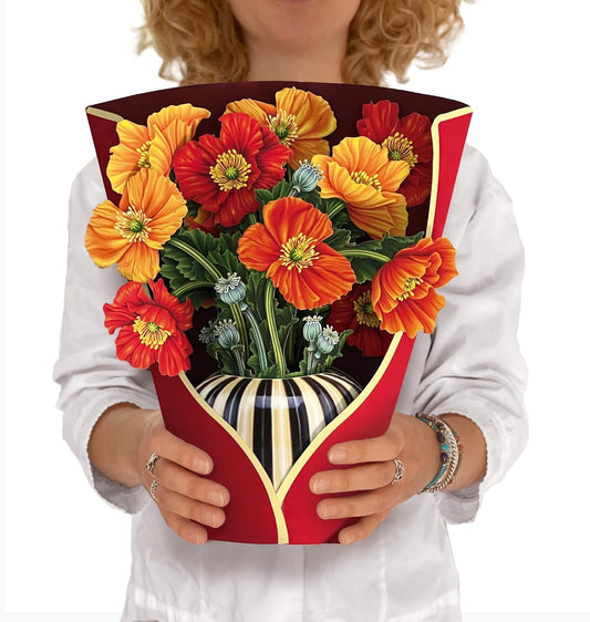 Freshcut Paper Pop Up Cards, French Blooms, 12 Inch Life Sized Forever Flower Bouquet 3D Popup Greeting Card, Birthday Cards, Thank You Card, Blank Notecard & Envelope