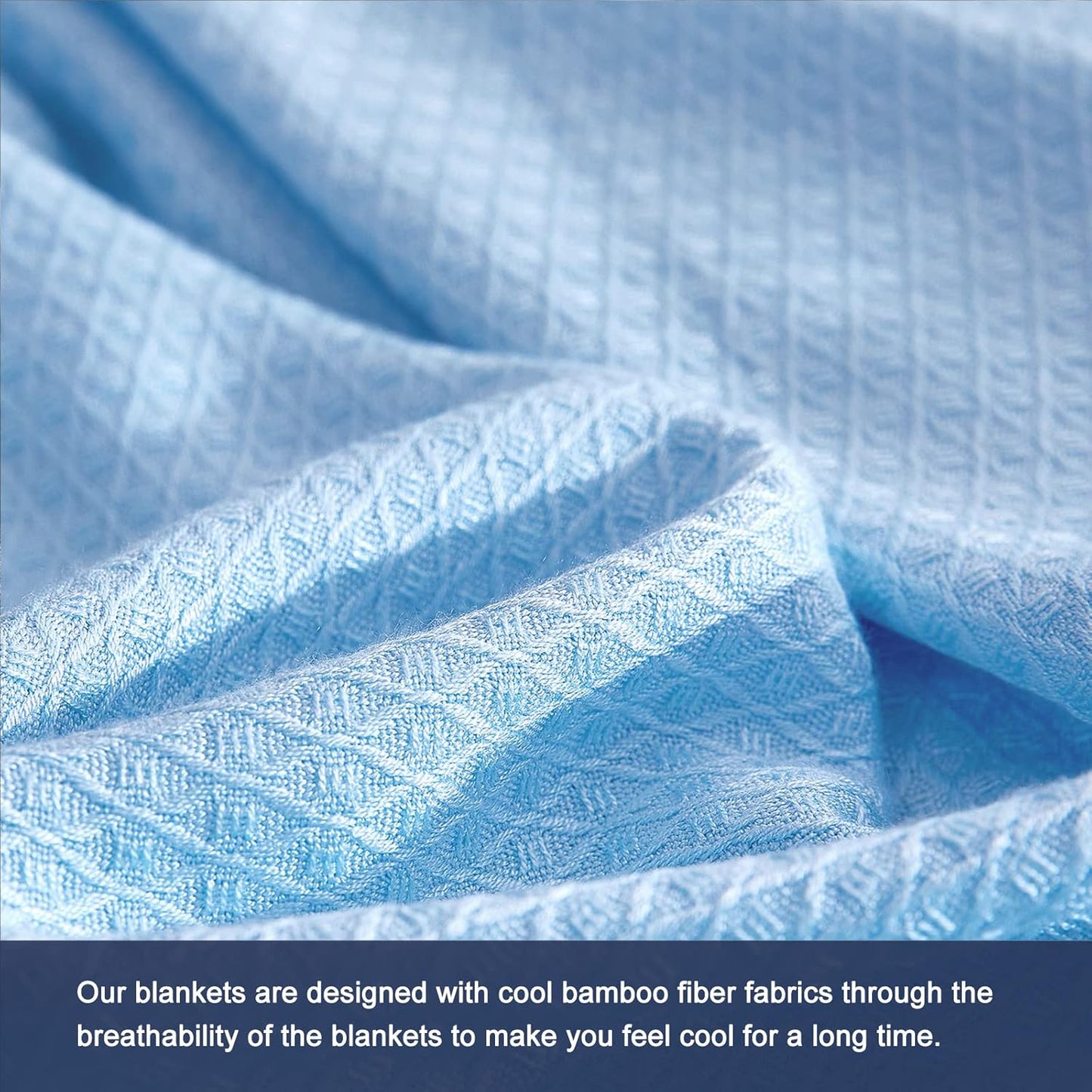 DANGTOP Cooling Blankets, 100% Rayon Derived from Bamboo, Absorbs Body Heat to Keep Cool on Warm Night, Ultra-Cool Lightweight Blanket(79x91 inches, Blue)
