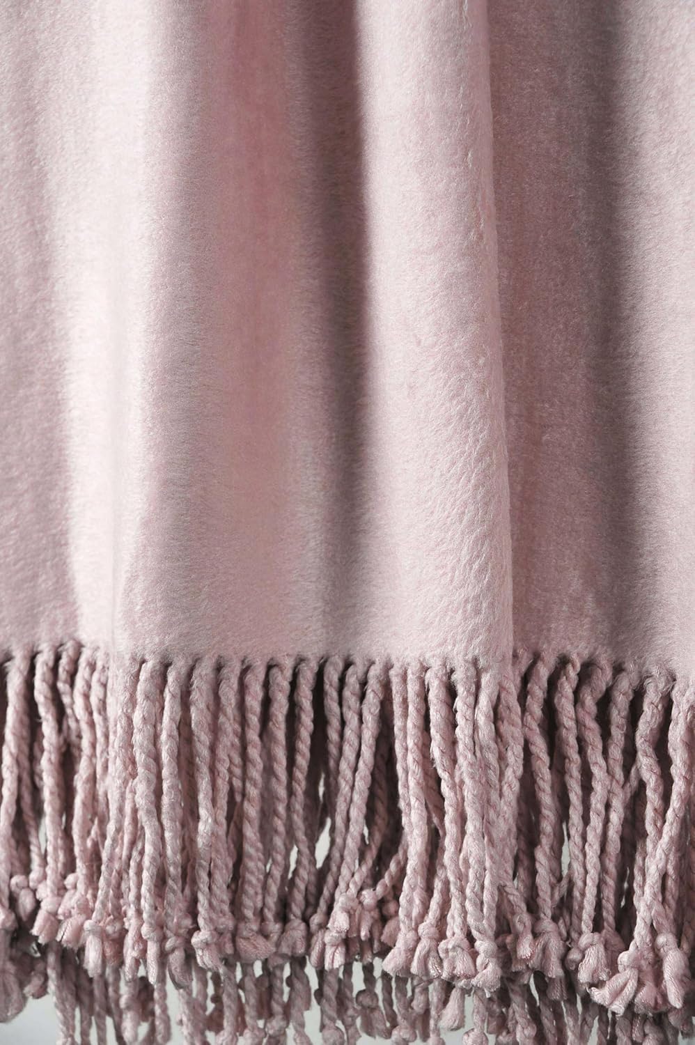 EP Mode Fringed Mulberry Silk Throw Blanket for Sofa (Cameo Pink)